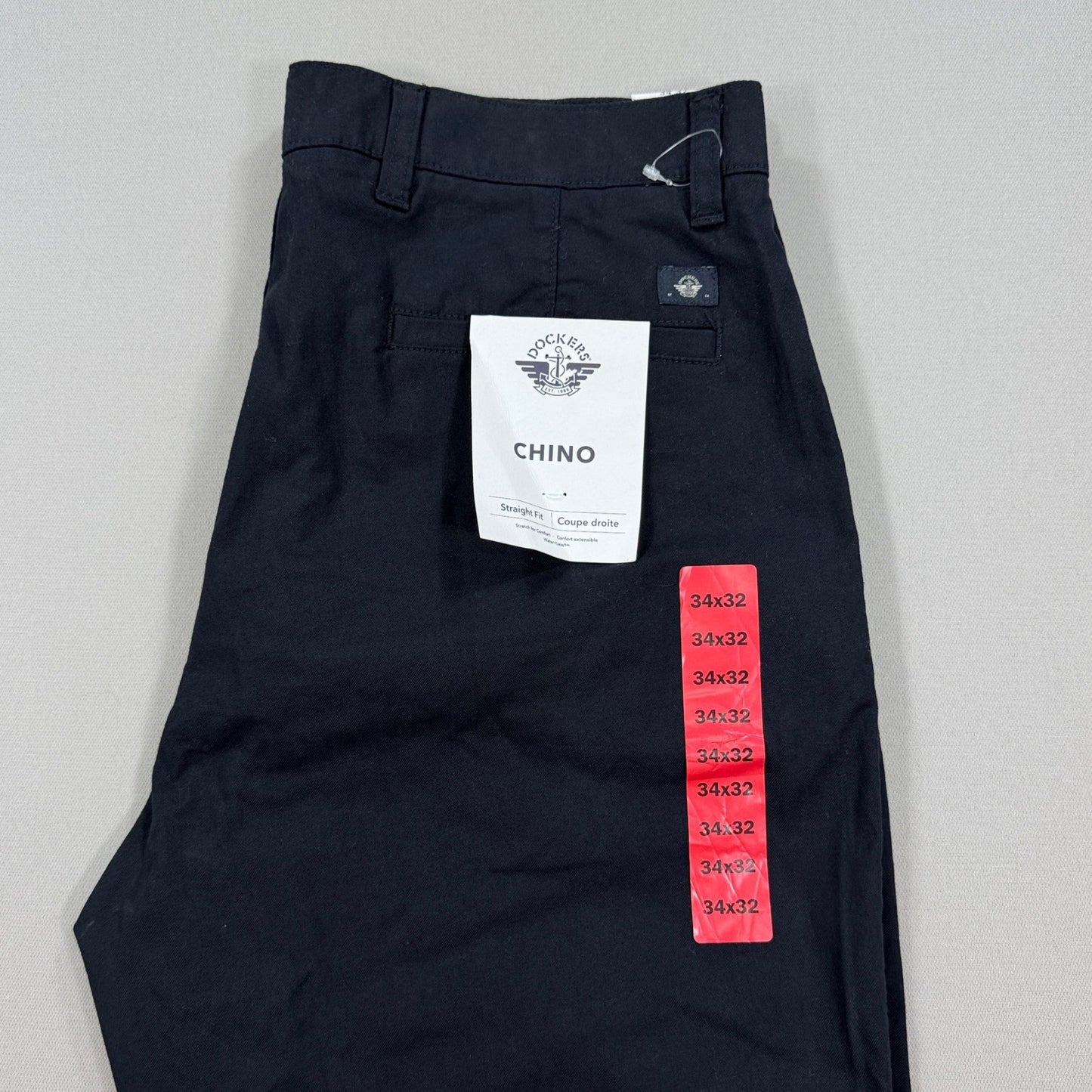 NWT Dockers mens Chino Pants Straight Fit 34x32 Black Casual - Read Description