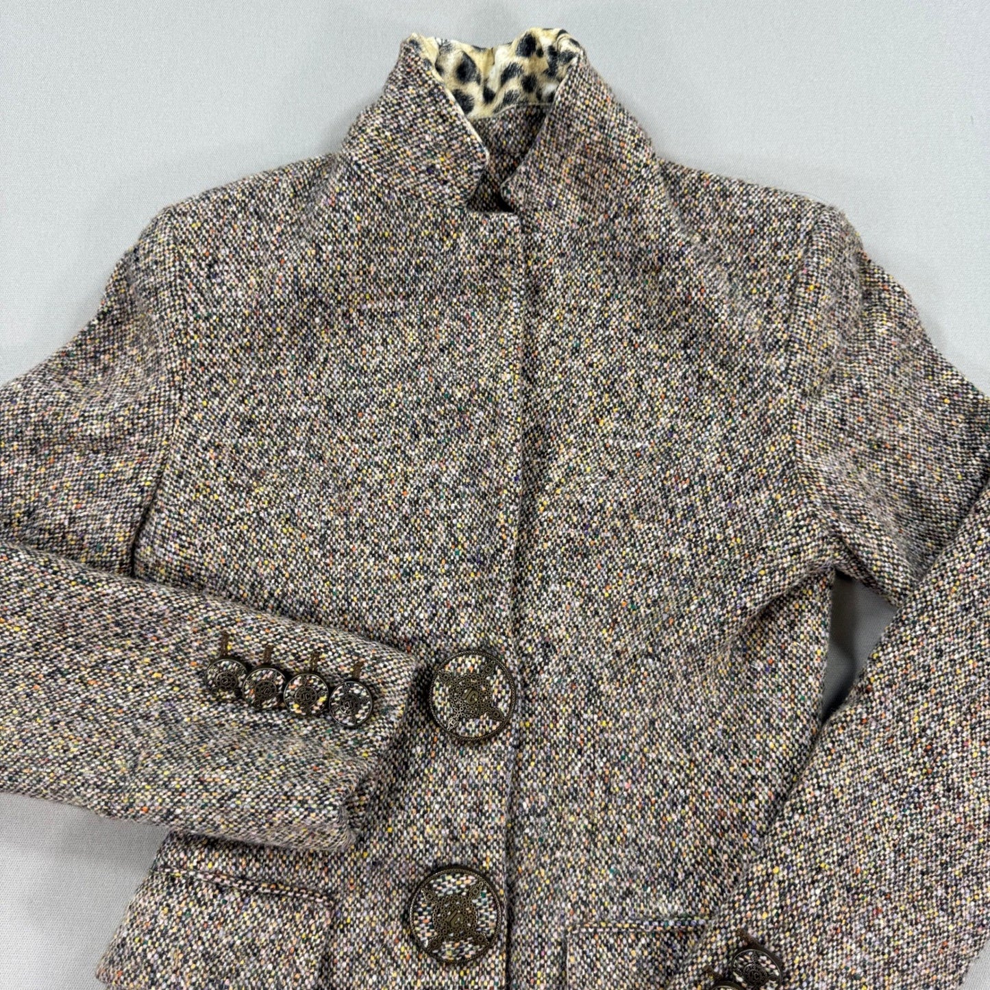 Roberto Cavalli Virgin Wool Long Coat Womens Sz 40 Lined Snap Buttons Authentic