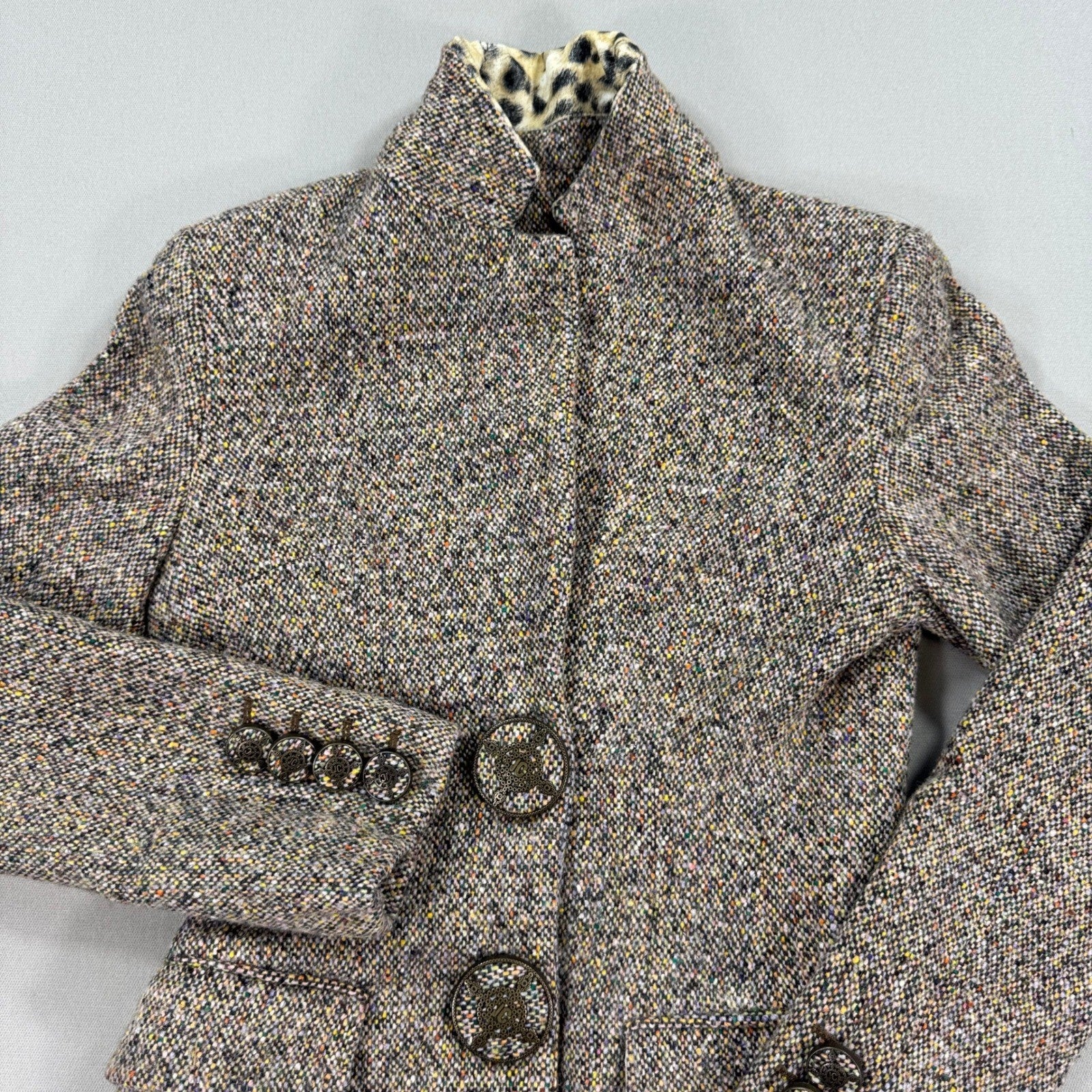 Roberto Cavalli Virgin Wool Long Coat Womens Sz 40 Lined Snap Buttons Authentic