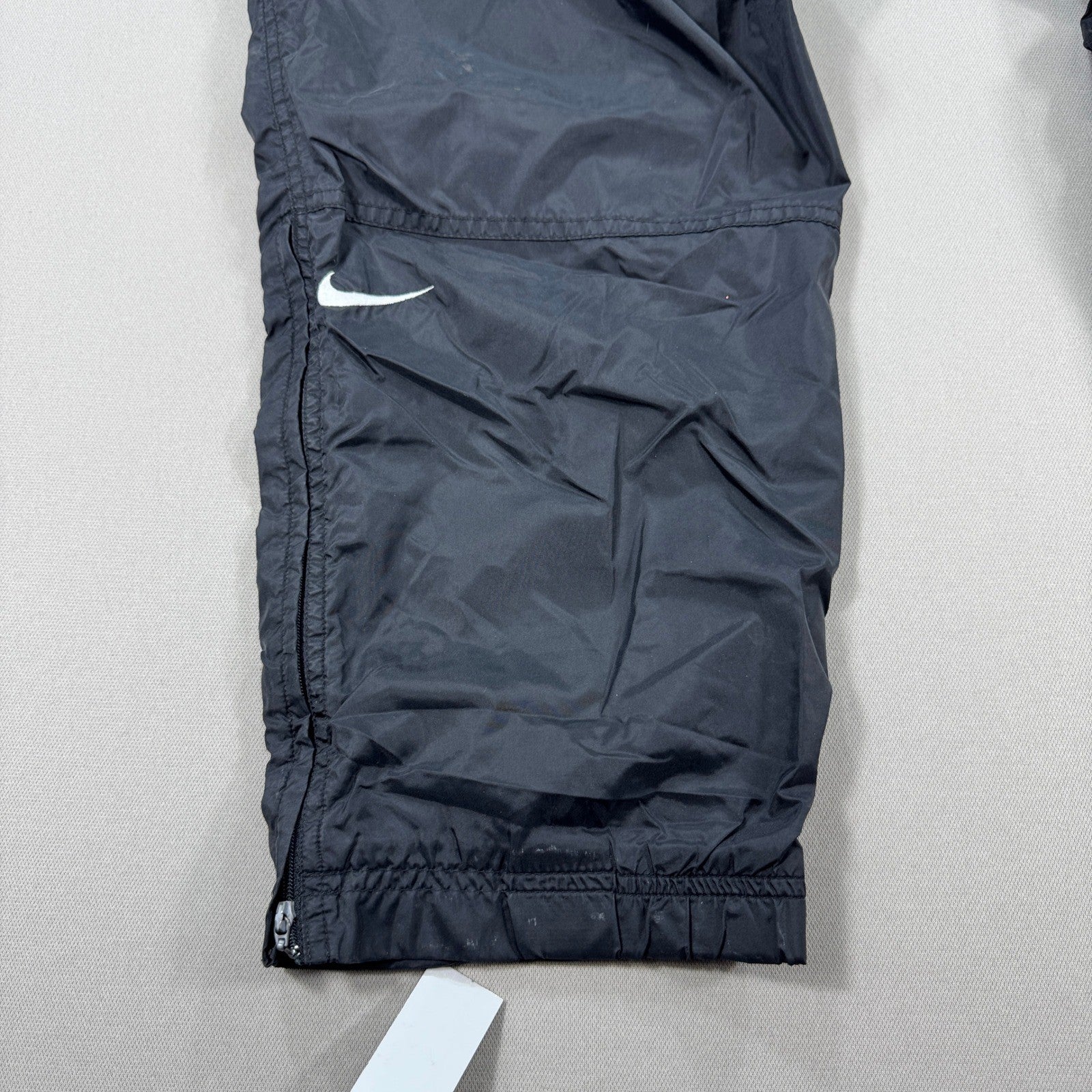 VTG Nike Track Pants Men's Large Black Zip Ankle Pockets Drawstring Windbreaker