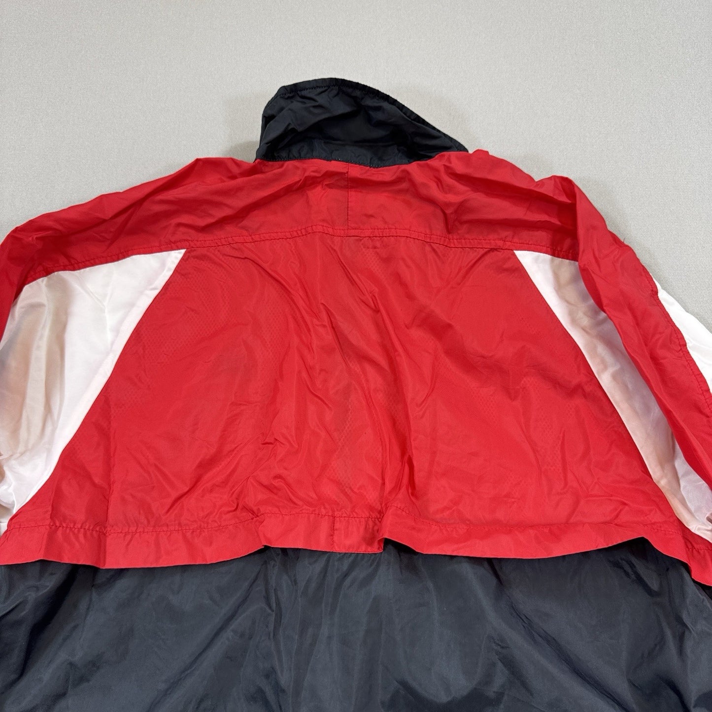 Vintage Nike Windbreaker Jacket mens Large Red White Full Zip Athletic Boxy Fit