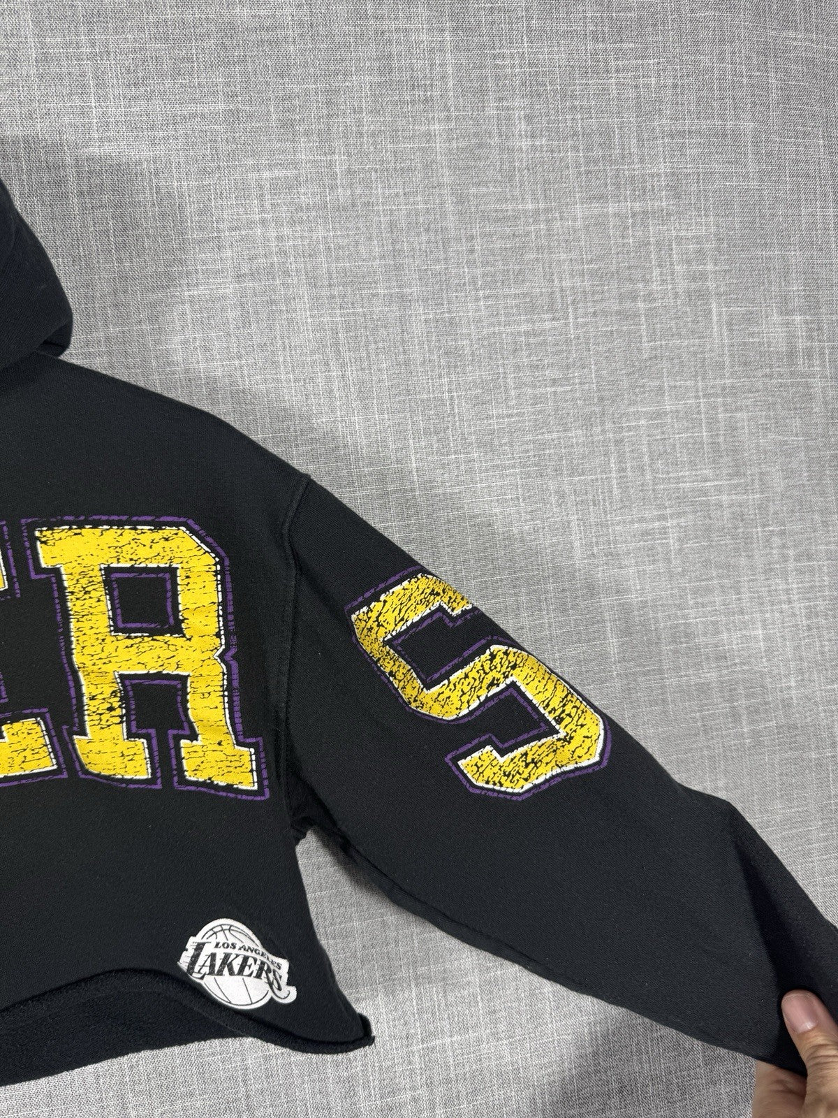NBA Lakers Y2K Crop Top Hoodie Womens Small Black