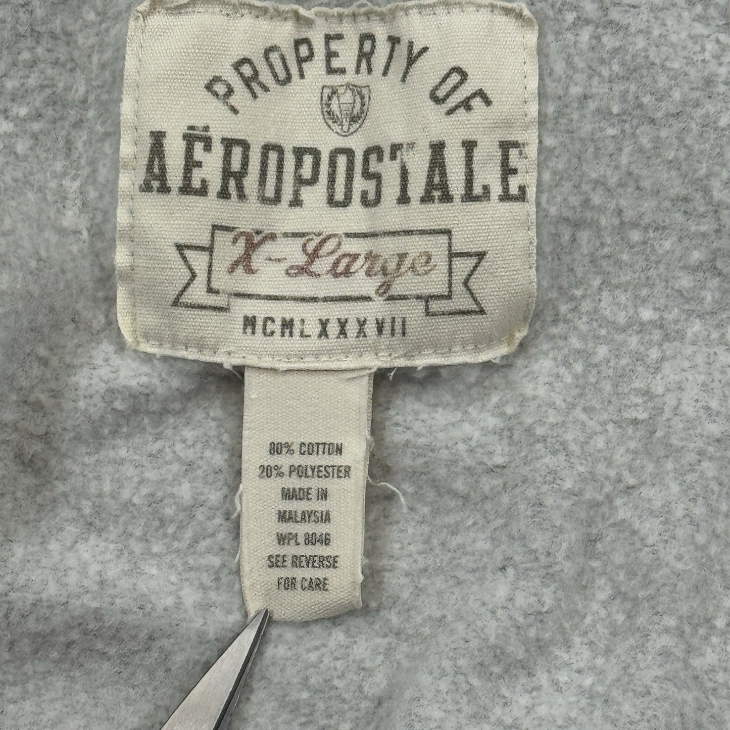 VTG Aeropostale Y2K Hoodie Jacket mens XL Gray Full Zip Fleece