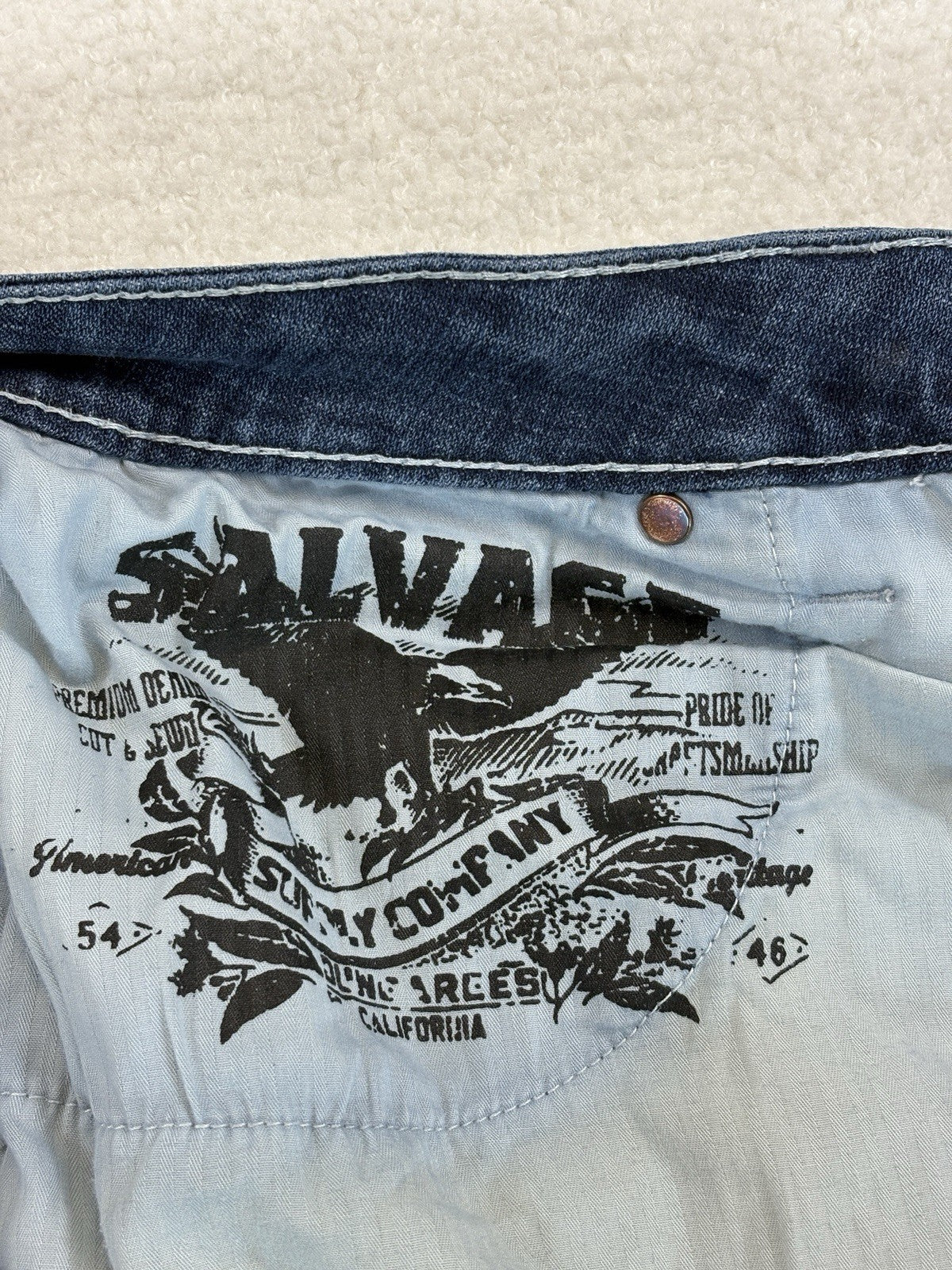 Salvage Supply Co Mayhem Straight Regular Fit Jeans 36x32 Blue Wash SLVG54-46