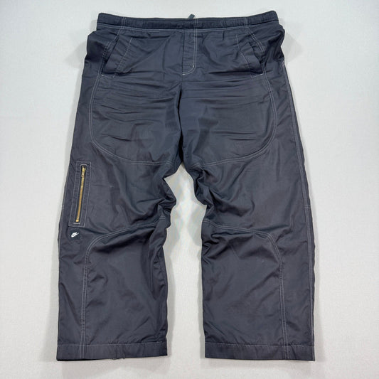 Vintage Nike Nylon Track Pants Wide Leg mens Large Windbreaker Drawstring Black