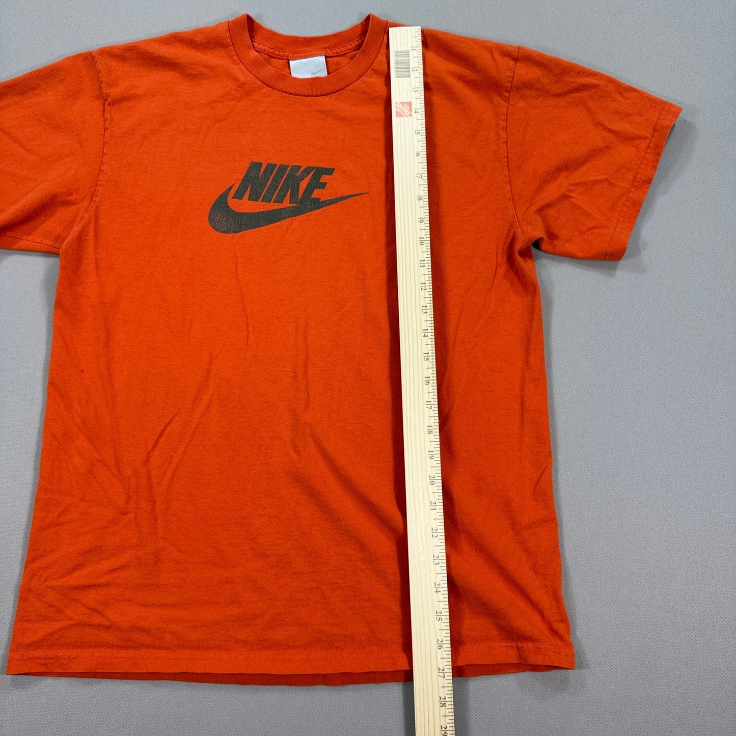 Vintage Y2K Nike T-Shirt mens Large Orange Center Big Swoosh Spell Out Athletic