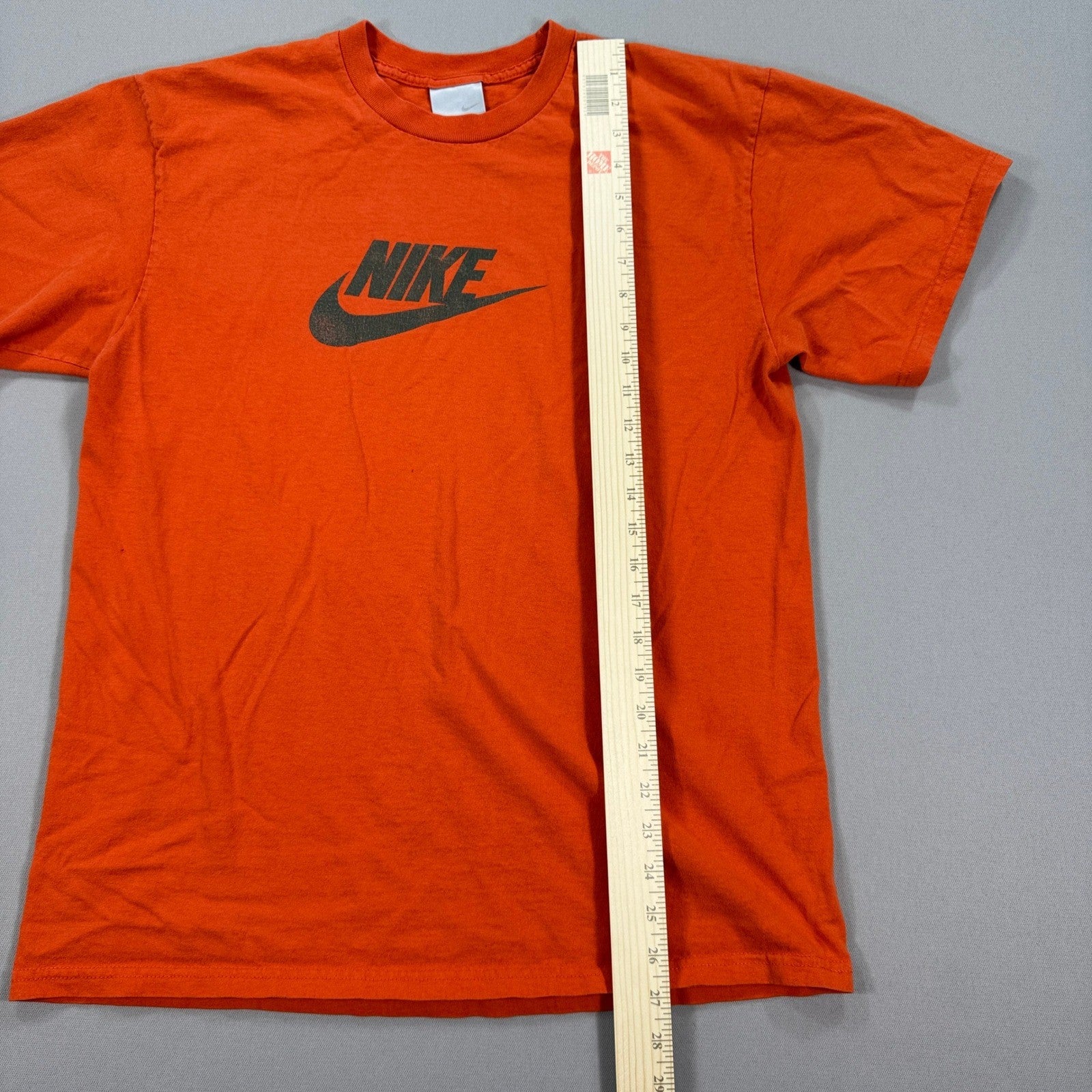 Vintage Y2K Nike T-Shirt mens Large Orange Center Big Swoosh Spell Out Athletic