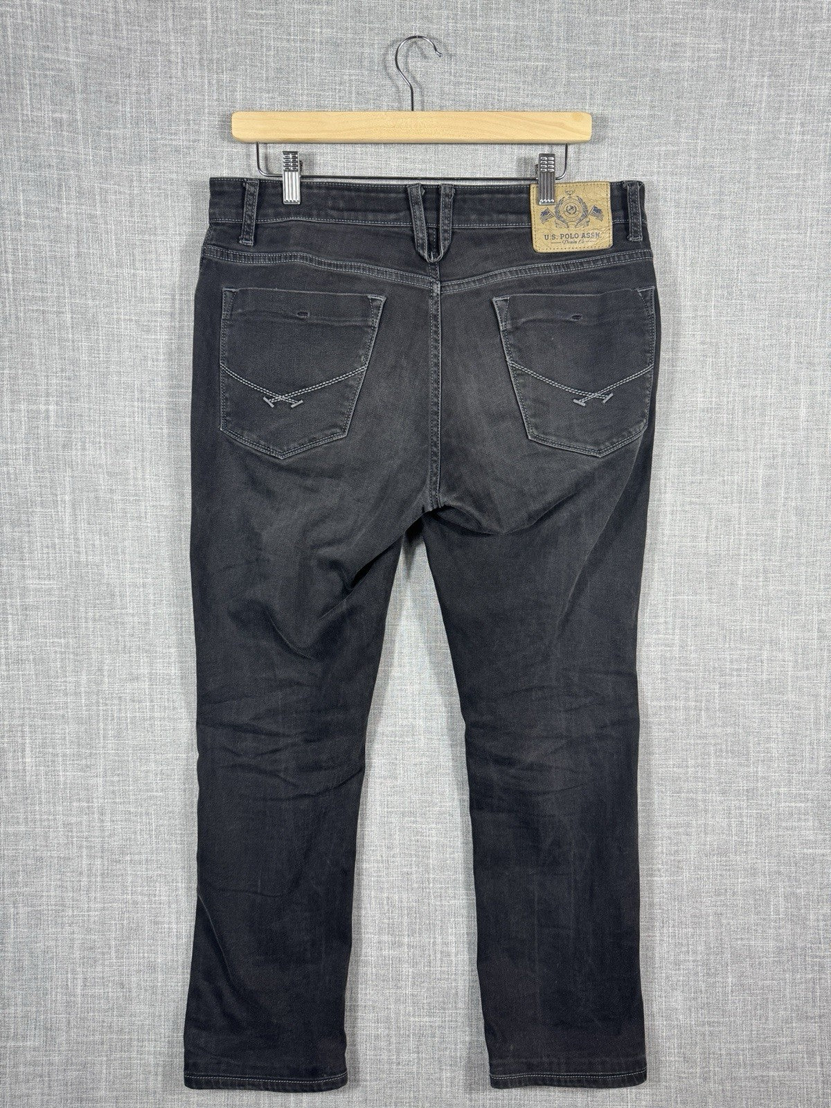 US Polo Assn. Delta Embroidered Black Slim Jeans Dark Wash Mens 34x33