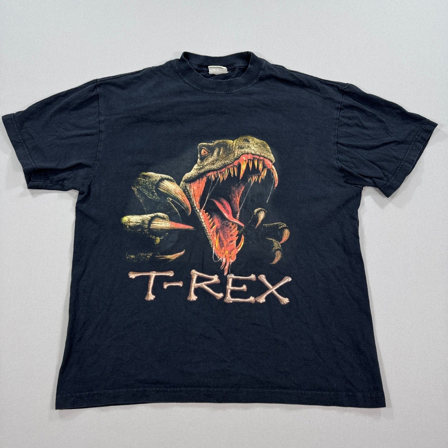 Vintage T-Rex T Shirt Dinosaur Graphic Tee Trexcafe Black SIngle Stitch Medium