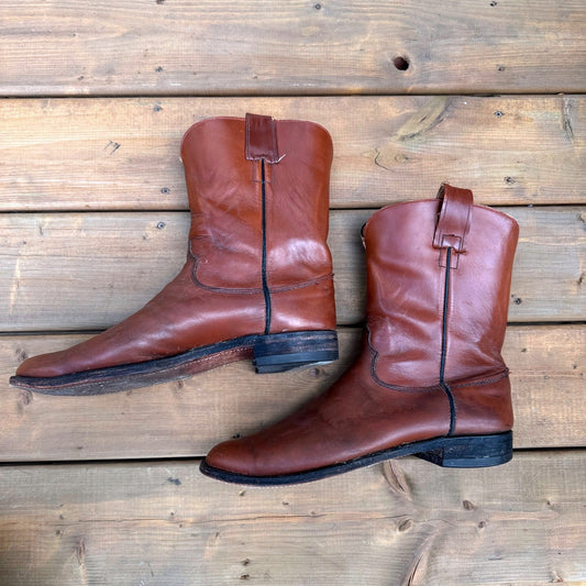 Vintage Hyer Western Boots mens Size 12 Brown Leather Cowboy Boots Made in USA