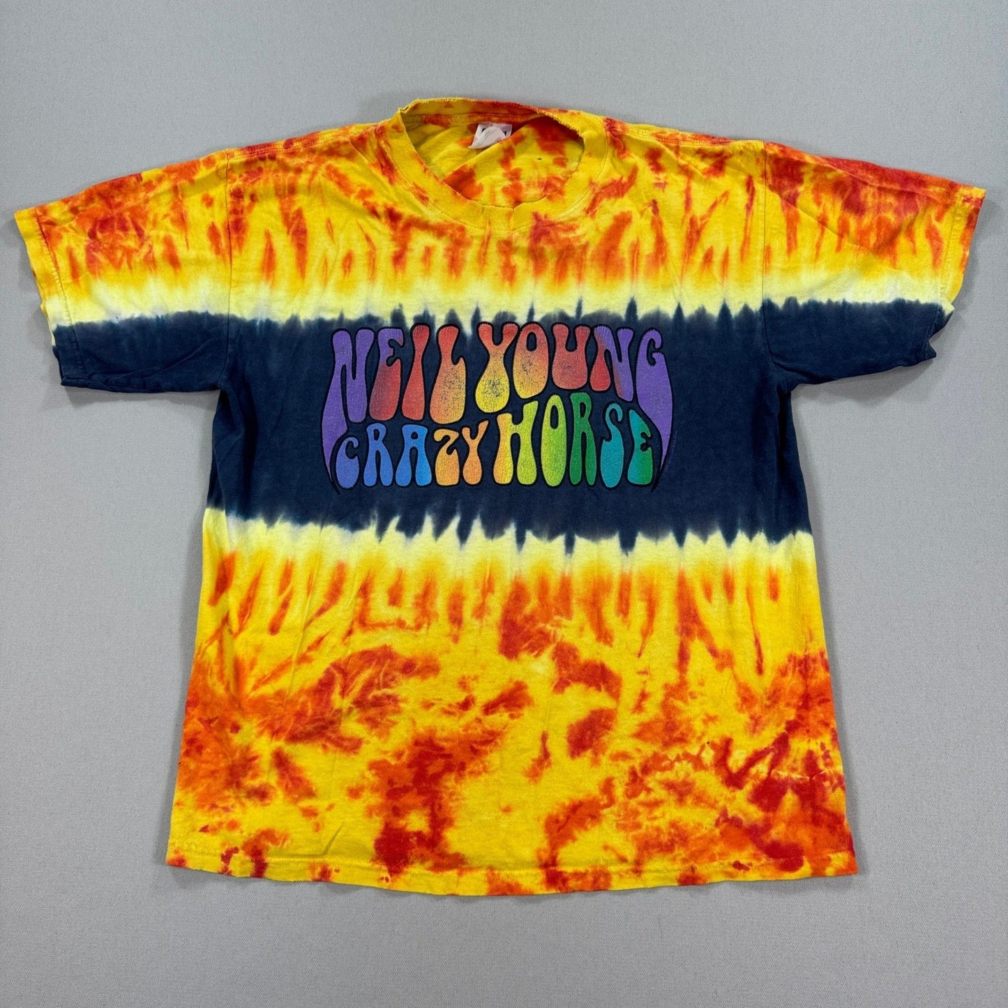 Vintage Neil Young Crazy Horse Band Tour T Shirt Medium Tie Dye Thrashed