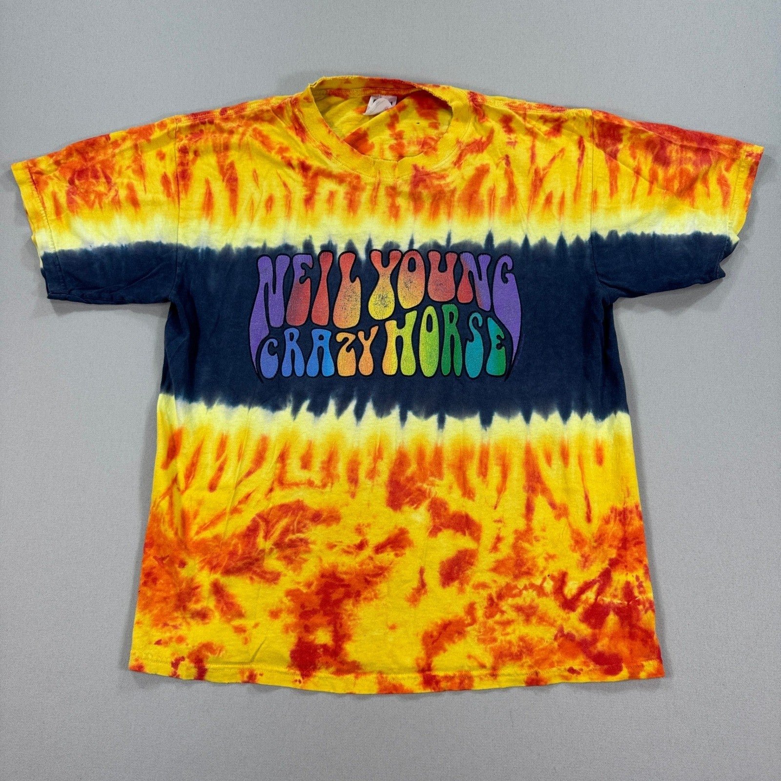 Vintage Neil Young Crazy Horse Band Tour T Shirt Medium Tie Dye Thrashed