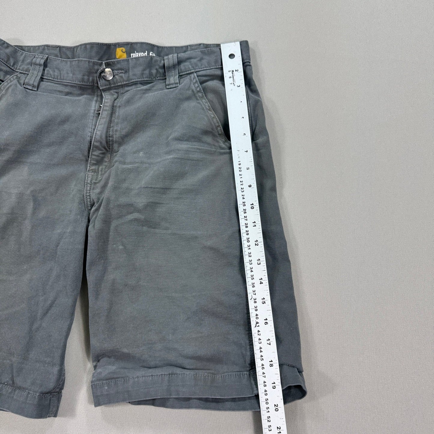 Carhartt Relaxed Fit Work Shorts Canvas Rugged Flex mens Size 34 Gray Ripstop