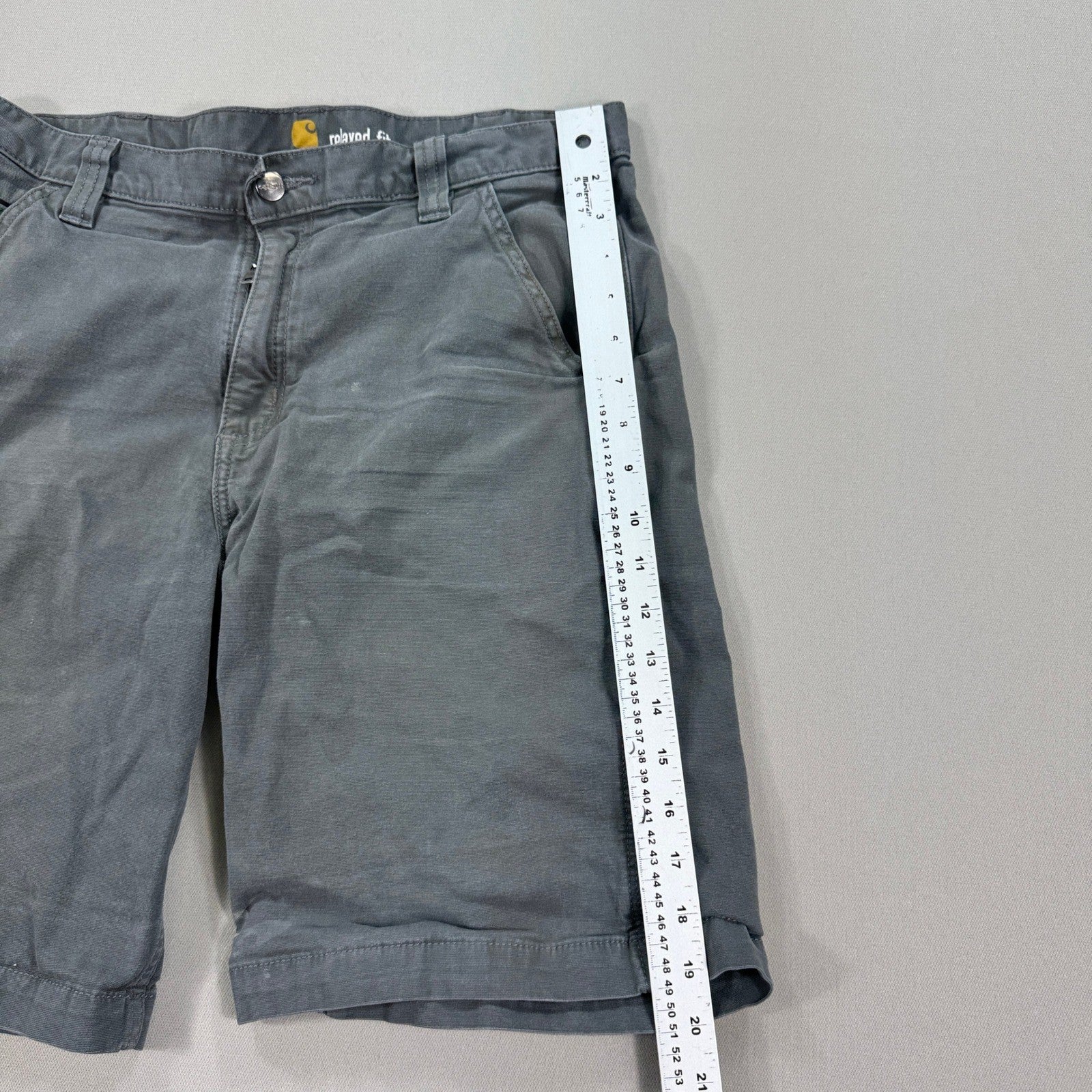 Carhartt Relaxed Fit Work Shorts Canvas Rugged Flex mens Size 34 Gray Ripstop