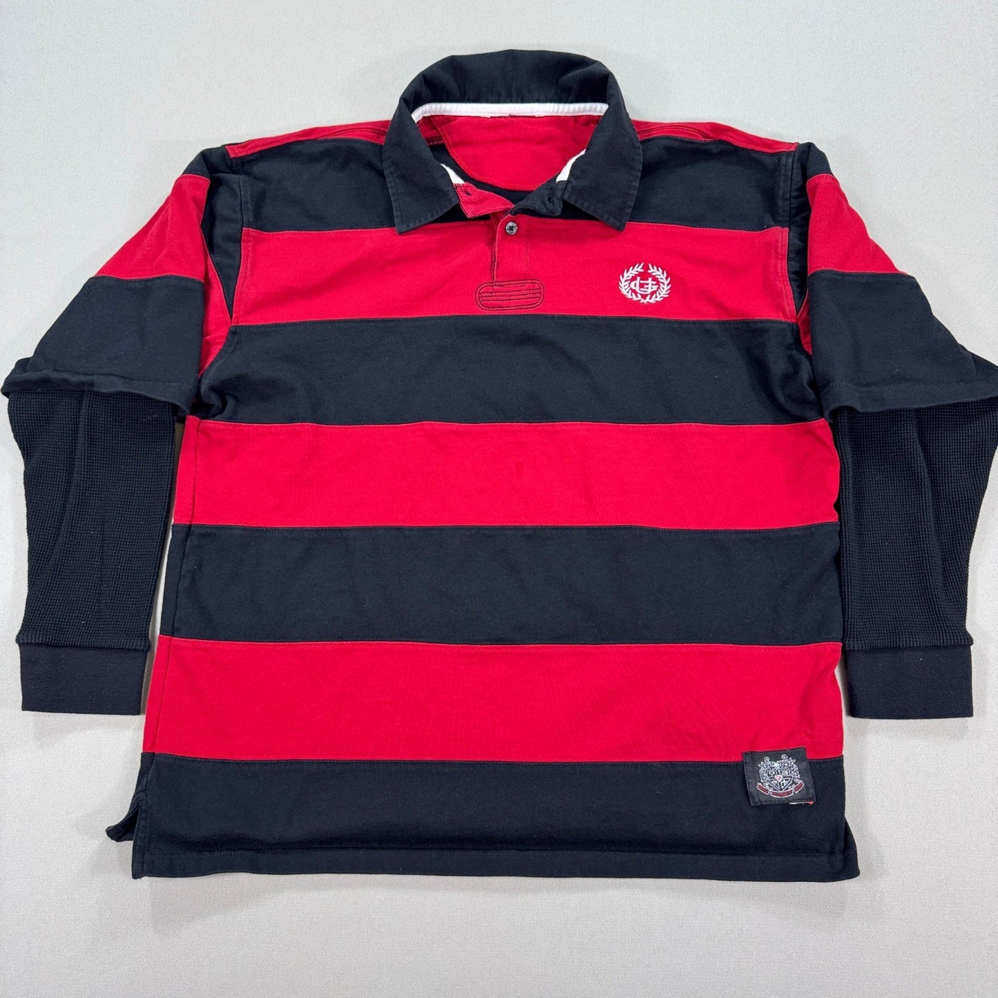 Vintage G Unit Co Rugby Polo Shirt mens XL Striped Mock Layer Long Sleeve Y2K