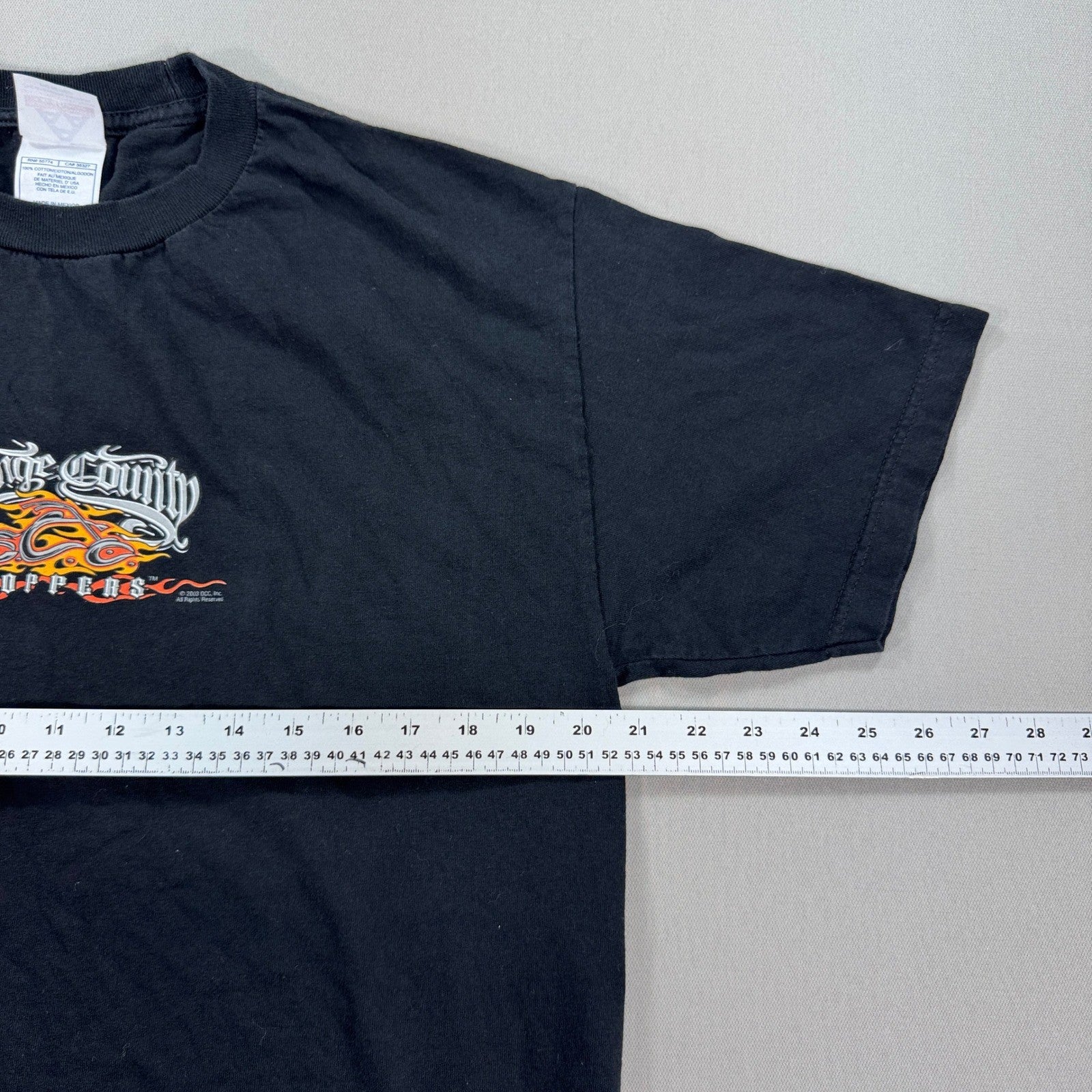 Vintage Orange County Choppers Flames T-Shirt mens Large Black Motorcycle Y2K