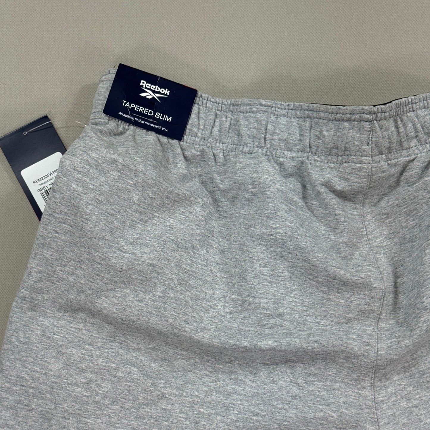 NWT Reebok Doubletime Pants mens XL Heather Gray Zip Pocket Slim Fit Drawstring