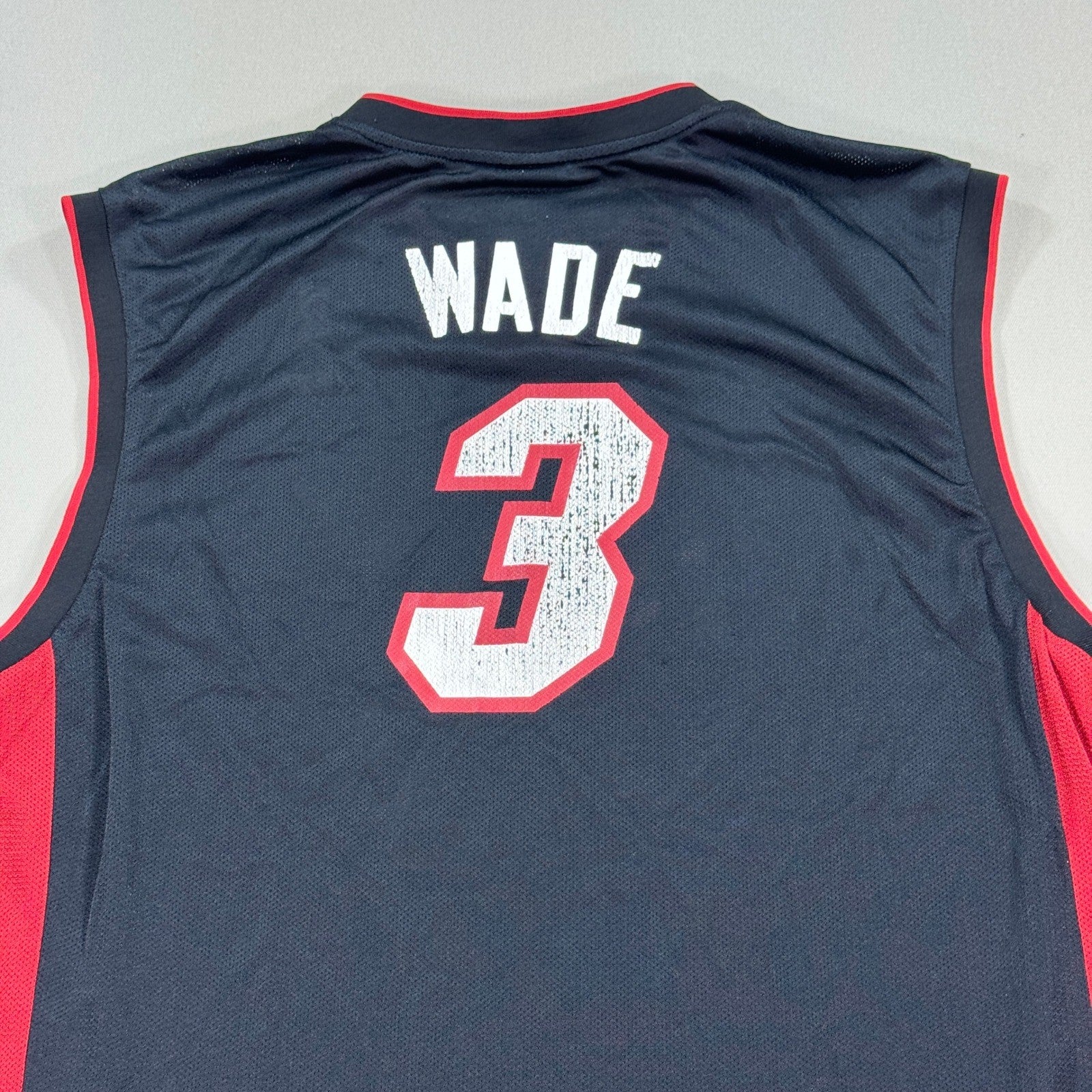 REEBOK Dwyane Wade #3 Miami Heat Black NBA Sewn Basketball Jersey Mens XL VTG