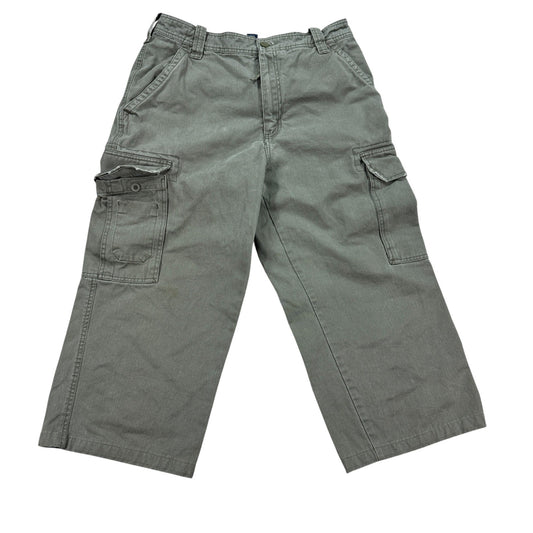 Aeropostale A87 Capri Pants Men's 34x32 Olive Green Cargo Pockets Wide Leg