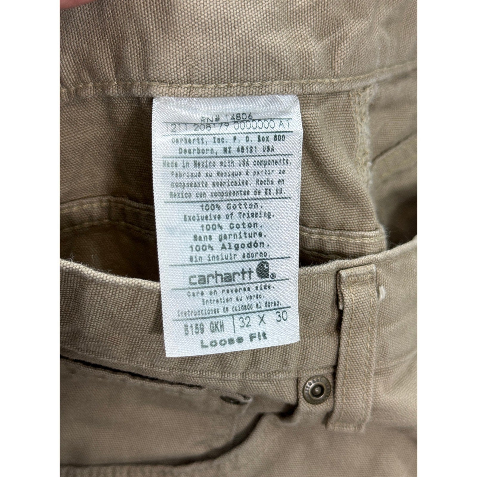 Carhartt Carpenter Pants mens 32x30 Beige Utility Workwear Trousers