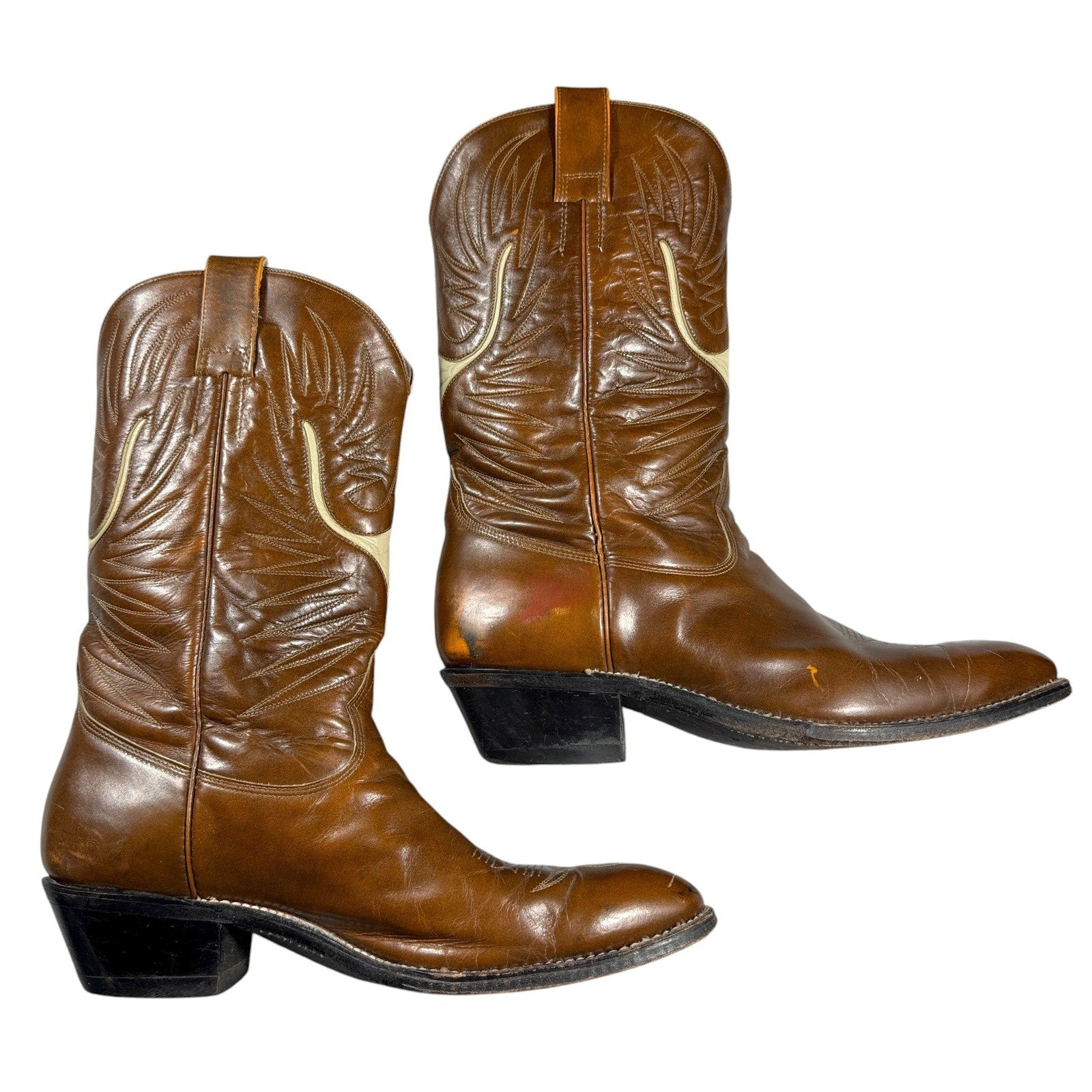 Don Quijote Cowboy Boots mens Size 11.5 Brown Leather Pointed Cut Out