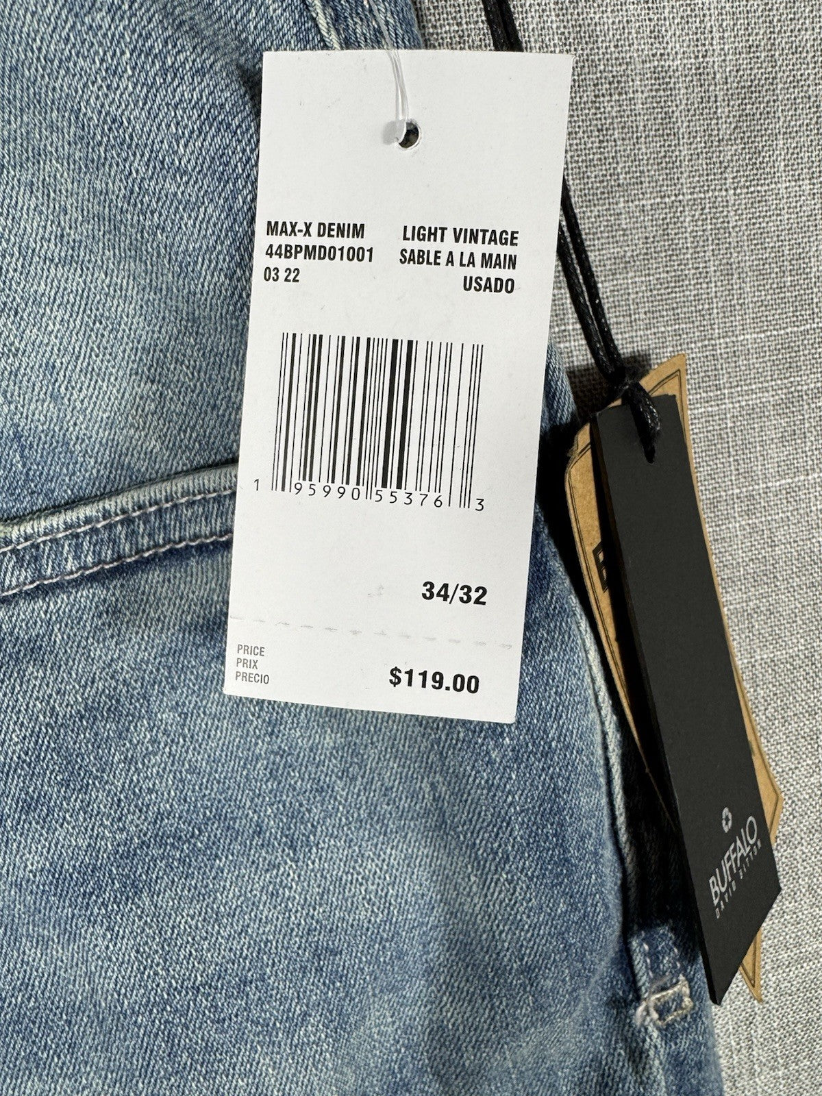 Buffalo David Bitton Max-X Jeans Mens 34x32 Skinny Stretch New Msrp $119