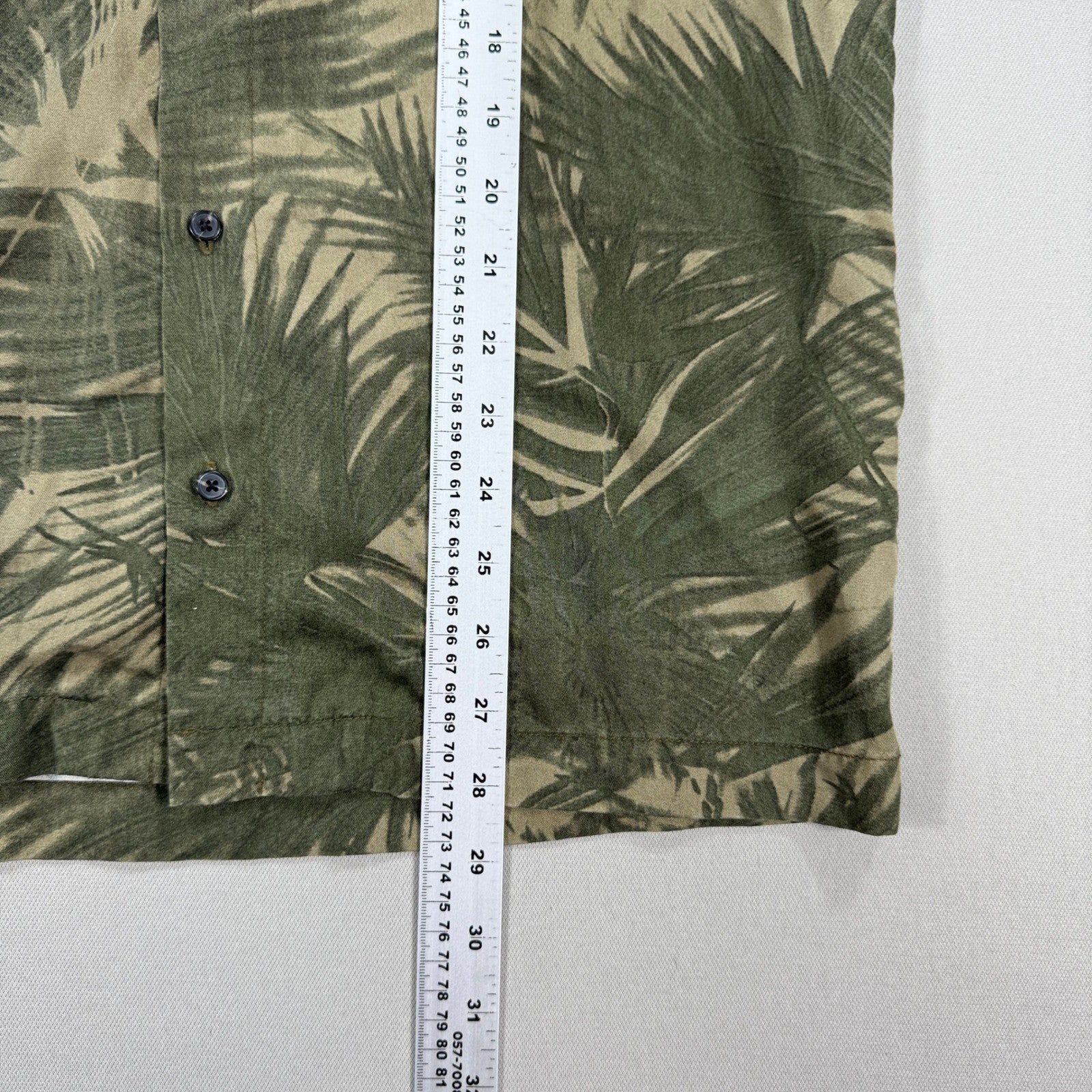 Scotch & Soda Polo Shirt mens Small Green Palm Print Button Down Regular Fit