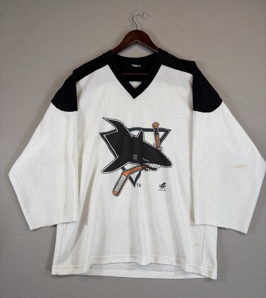 Vintage 1994 San Jose Sharks Ravens Jersey mens XL White Cut off sleeves