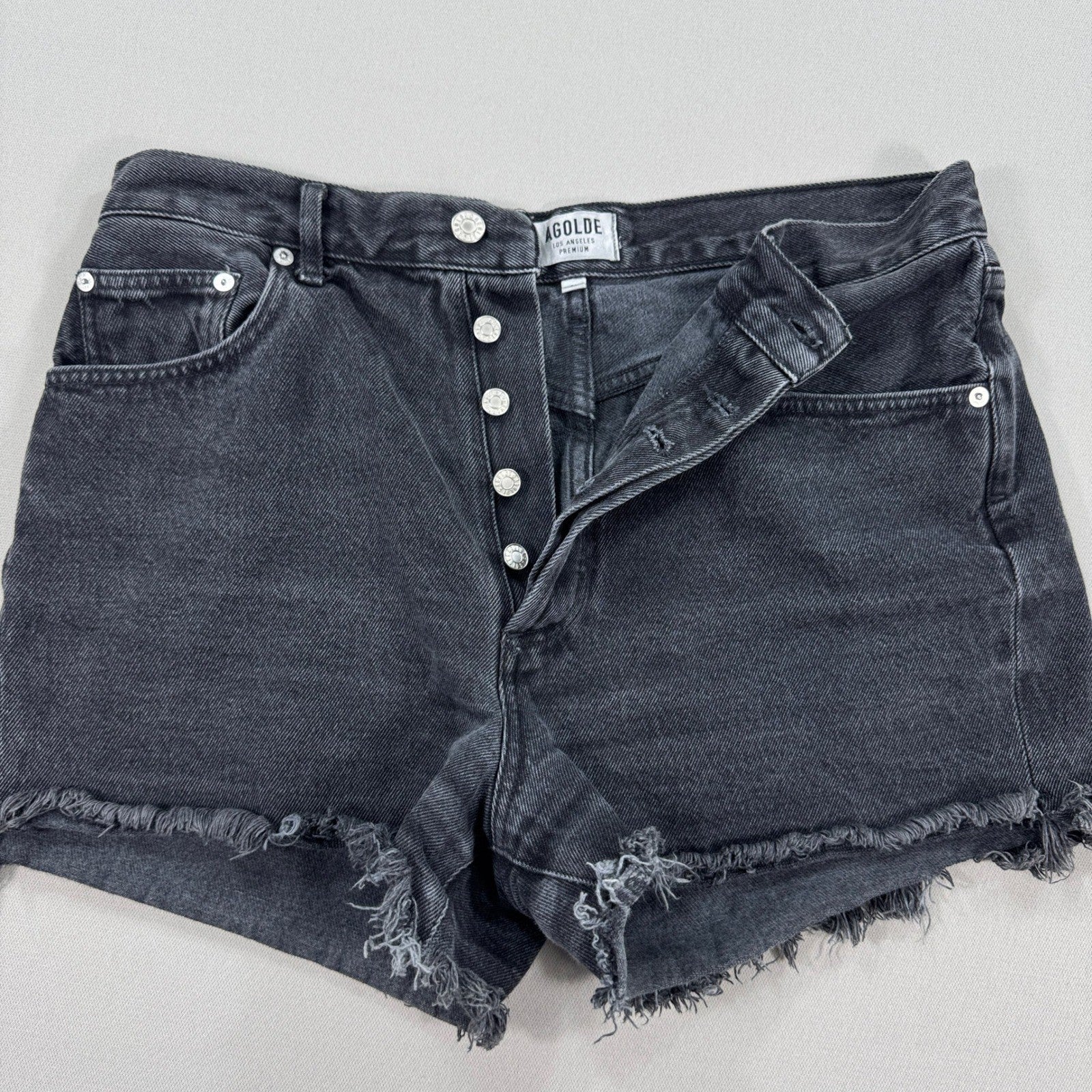 AGOLDE Cutoff Denim Shorts Womens Size 31 High Rise Distressed Button Fly
