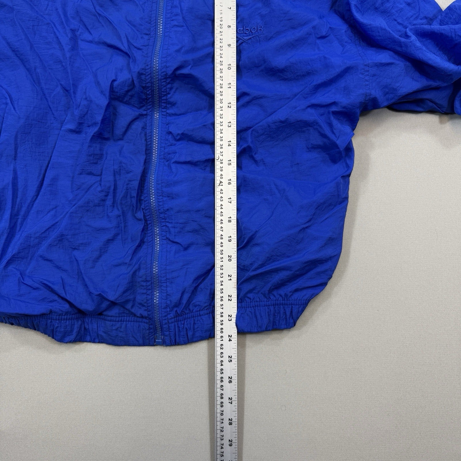 Vintage Reebok Full Zip Windbreaker mens Large Blue Track Jacket 100% Nylon