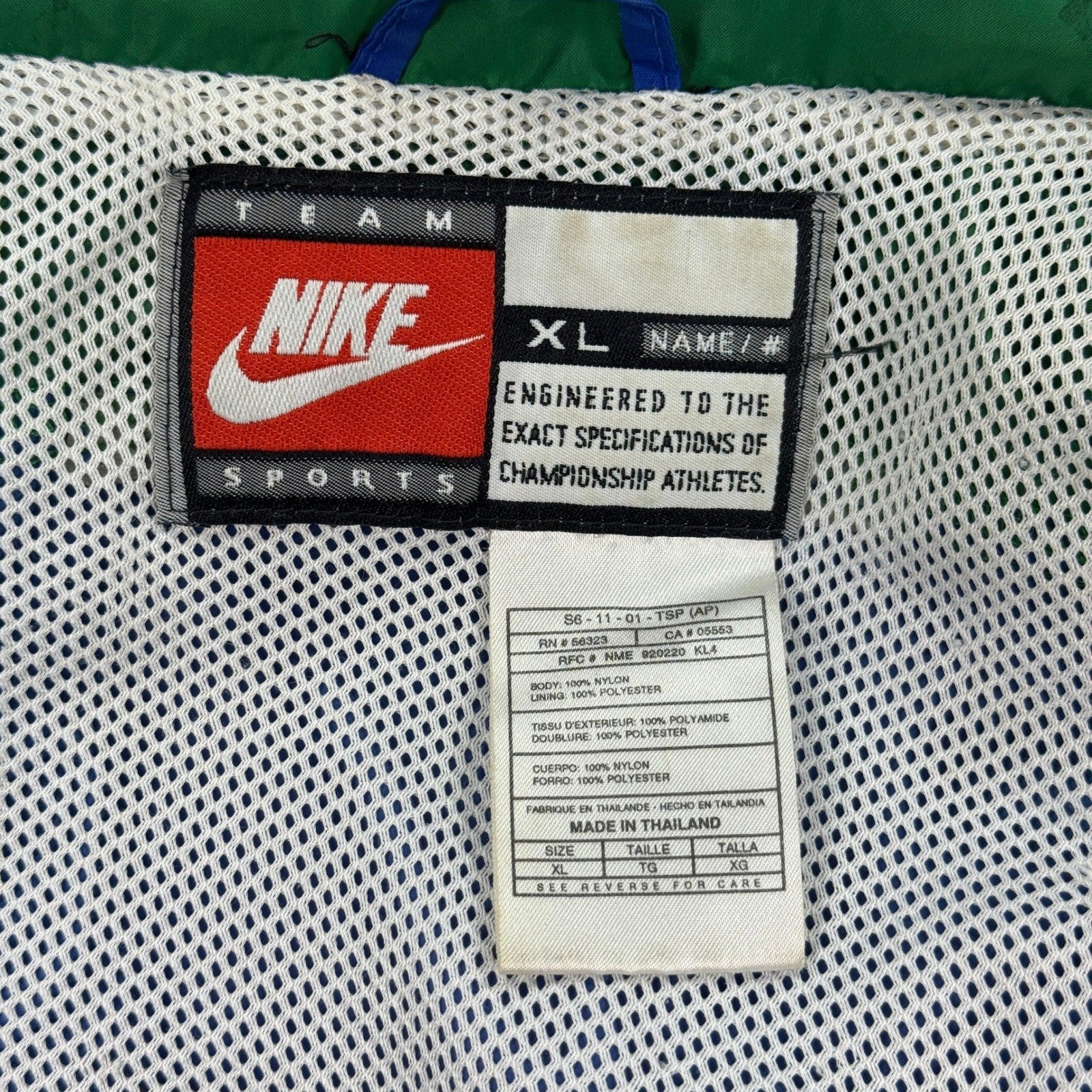 RARE Vintage Nike DB Bitter Warriors Windbreaker Jacket mens XL Blue Hooded