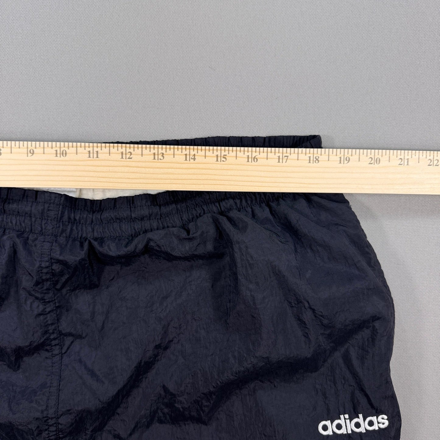 Vintage Adidas Track Pants Mens XL Black Nylon Ankle Zip Drawstrings Windbreaker