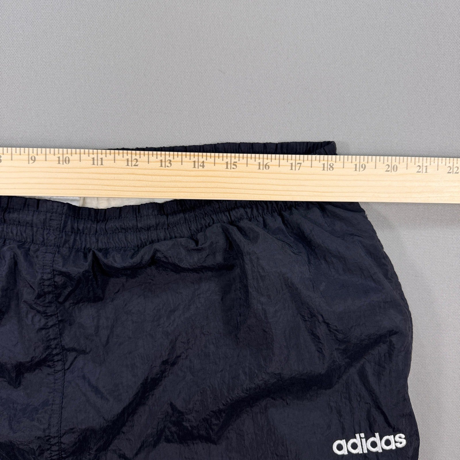 Vintage Adidas Track Pants Mens XL Black Nylon Ankle Zip Drawstrings Windbreaker