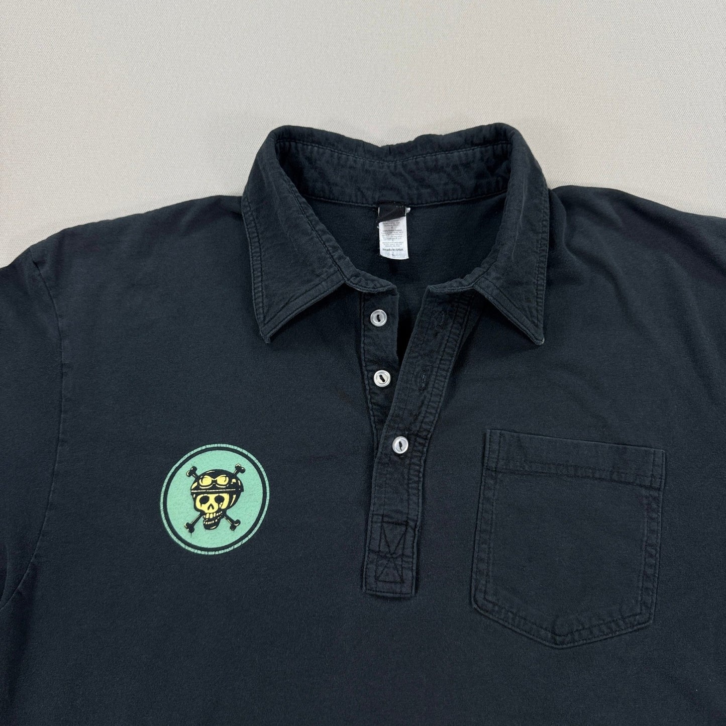 Ironhead Rat Rod Custom Parts Polo Shirt Mens Large Black Regular Fit Cotton USA