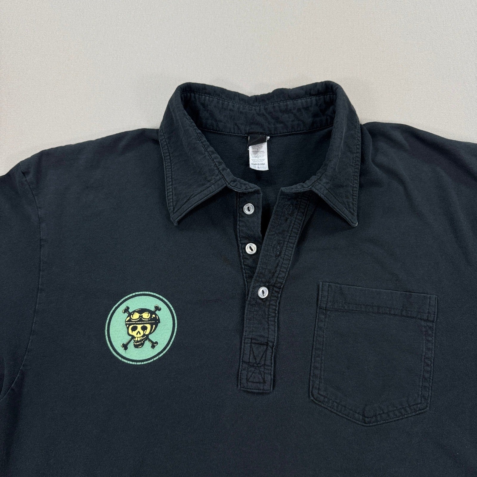 Ironhead Rat Rod Custom Parts Polo Shirt Mens Large Black Regular Fit Cotton USA