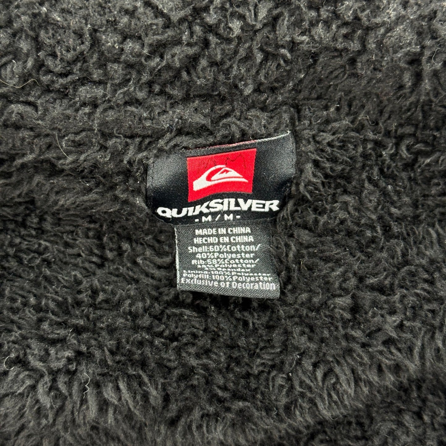 Quiksilver Sherpa Lined Hoodie Zip Up Fleece Insulated mens Medium Blue Skater