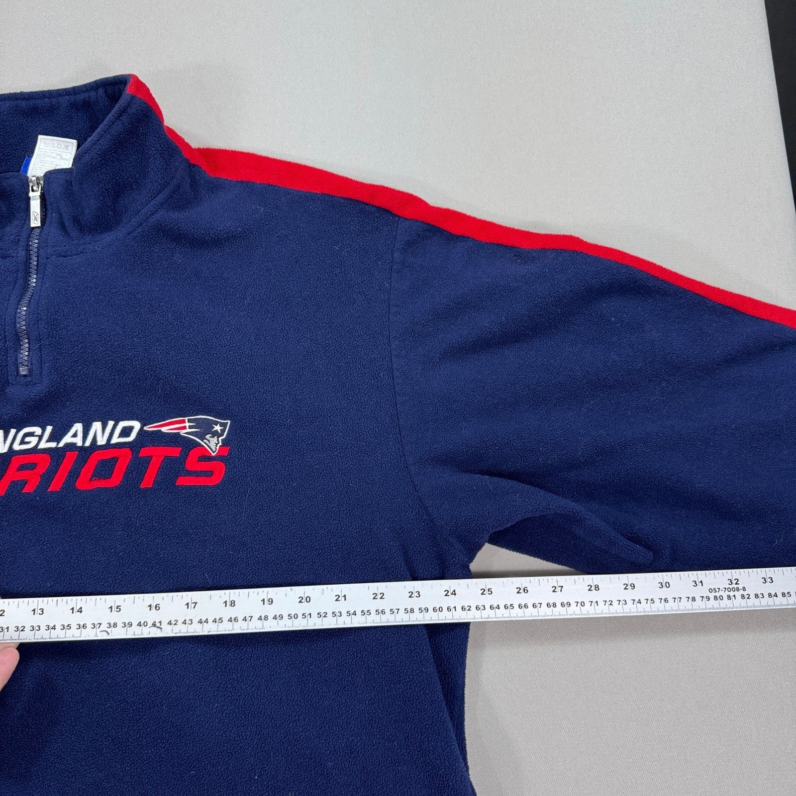 Reebok New England Patriots Sweater NFL Fleece Pullover Quarter Zip Mens XL Blue