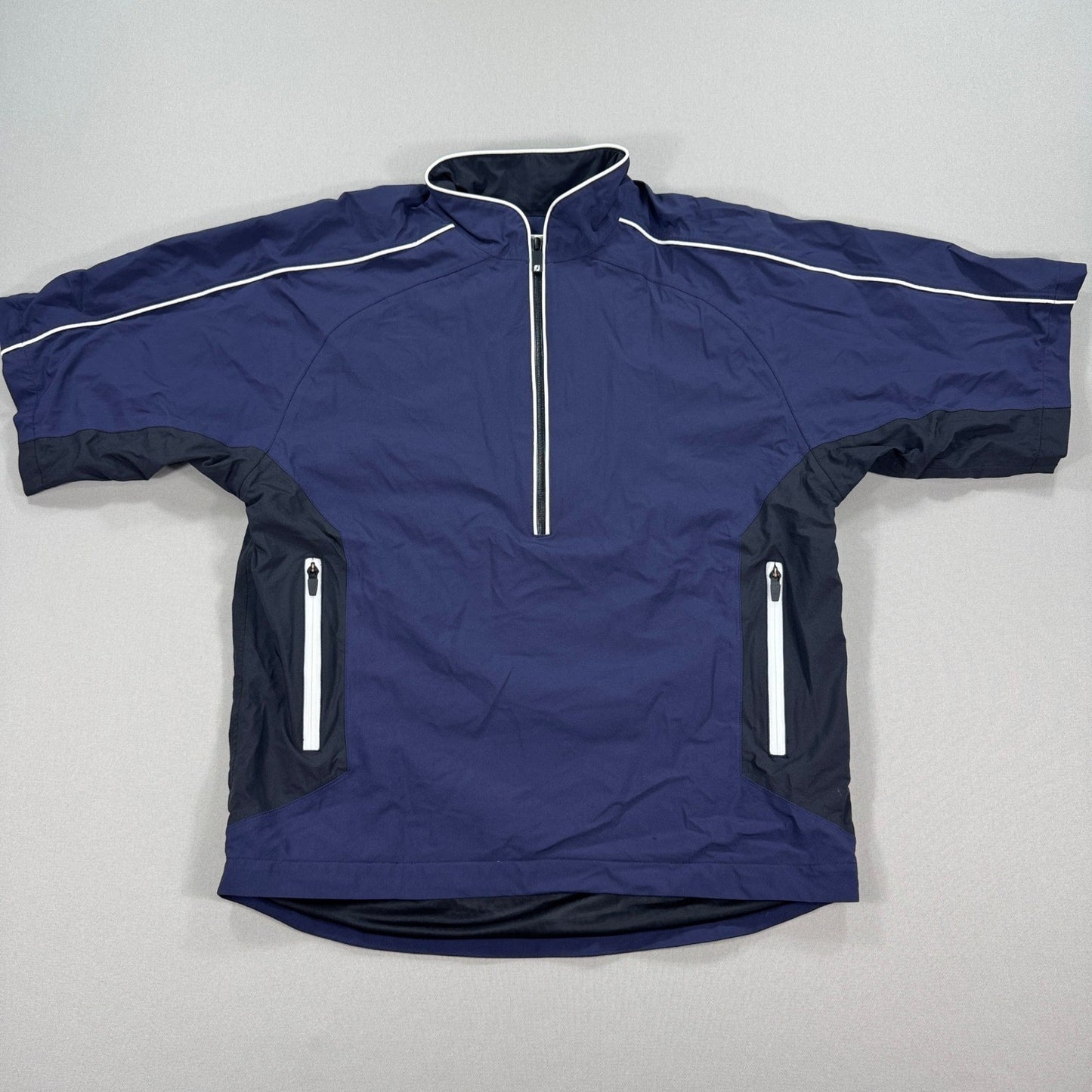 FootJoy DryJoys Tour Collection Short Sleeve Jacket mens M Blue 1/2 Zip