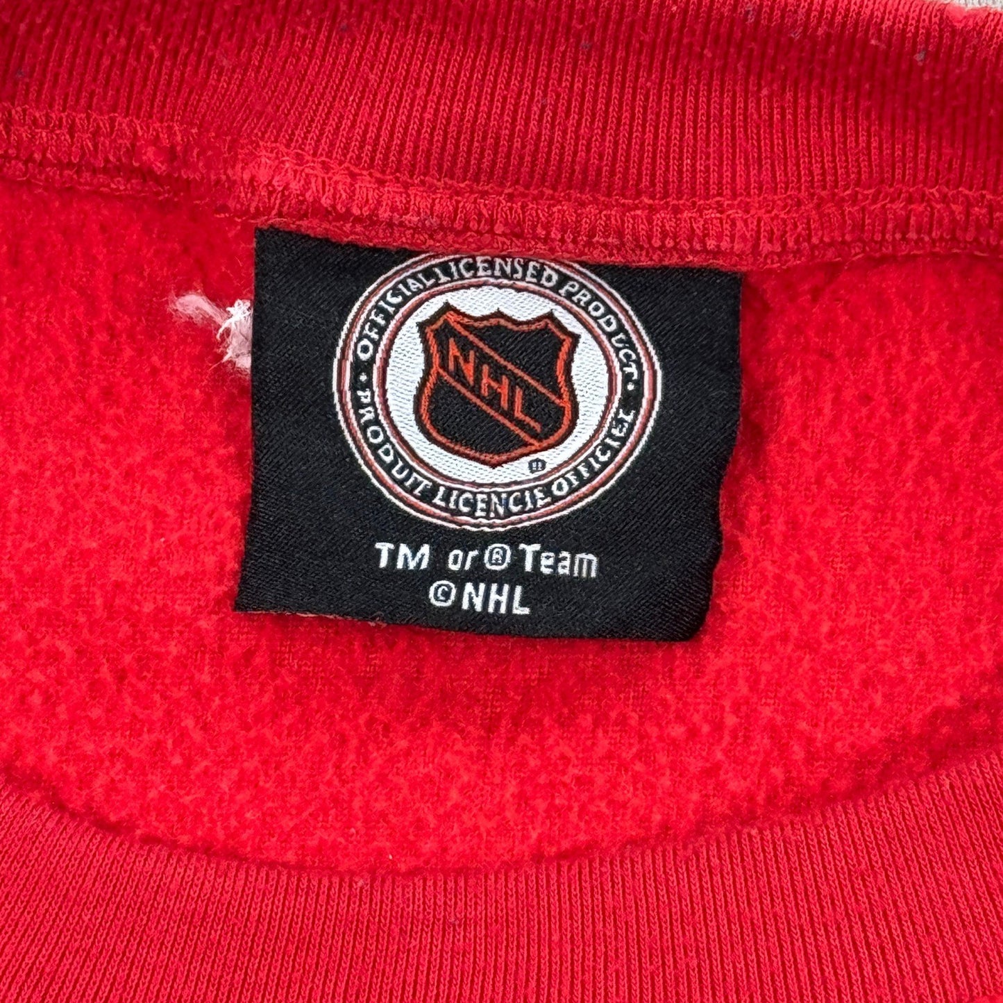 NHL Calgary Flames Fleece Sweatshirt mens 2XL Red Pullover Hockey Crew Neck