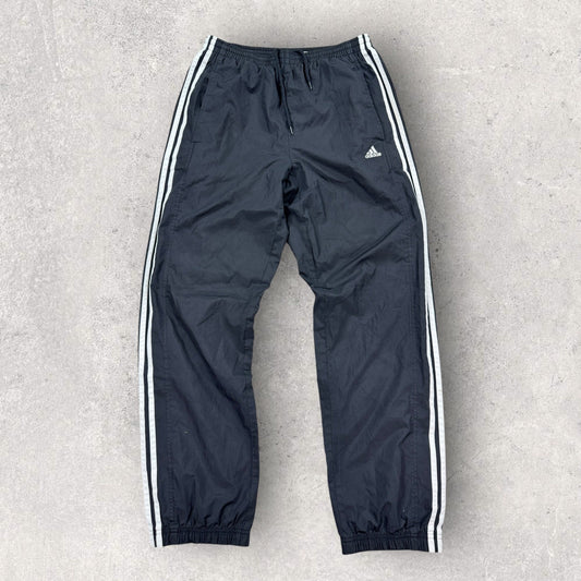 Vintage Adidas Track Pants Mens Small Black Ankle Zipped Drawstrings Trefoil Y2K