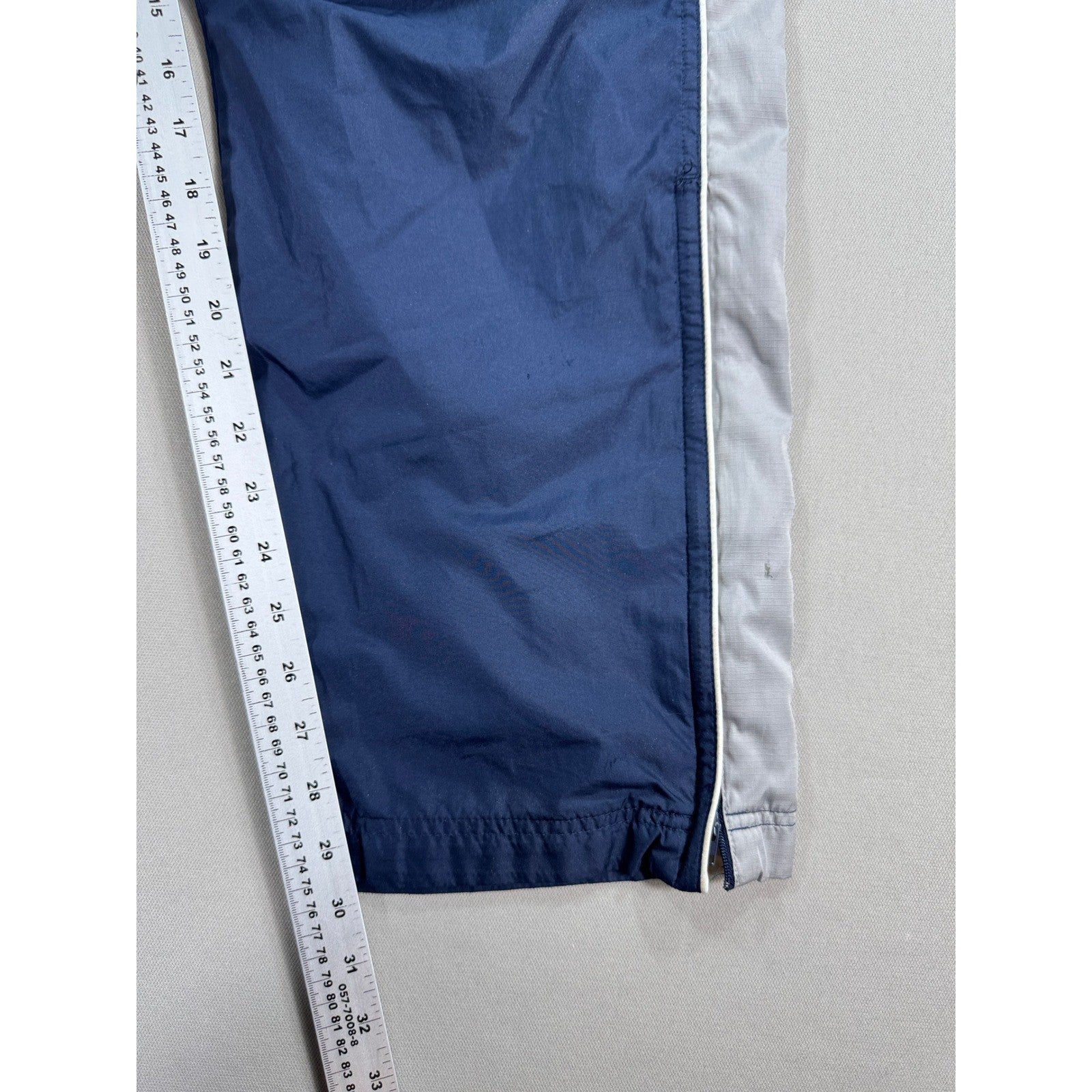 Vintage Nike Track Pants mens Small Navy Blue Gray Lined Ankle Zip Windbreaker