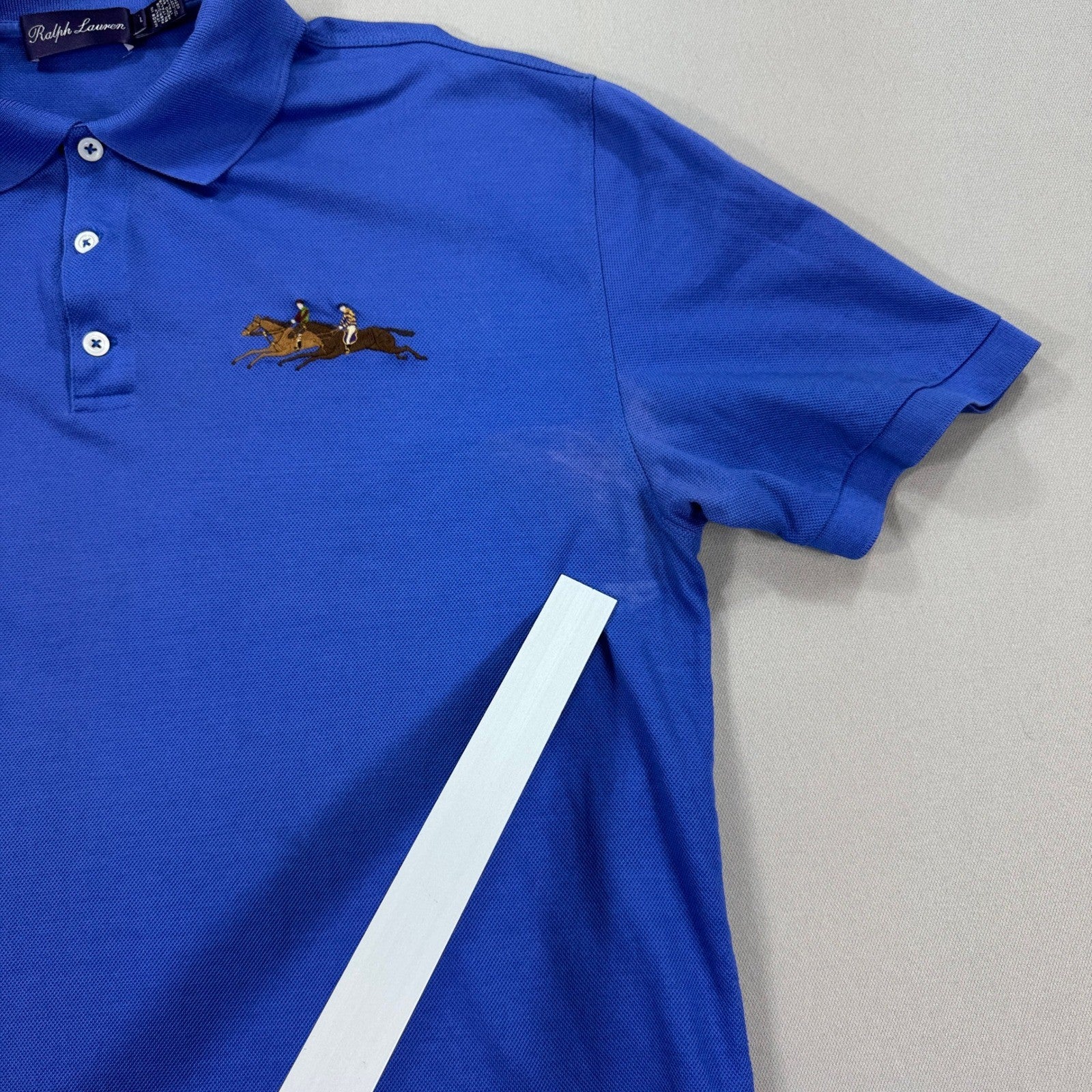 Polo Ralph Lauren Purple Label Polo Shirt Blue mens Large Made In Italy