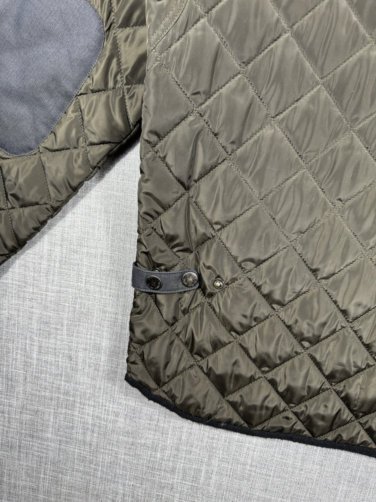 Silver jeans mens Jacket Coat Quilted Elbow Patches Olive Green Rare Size M