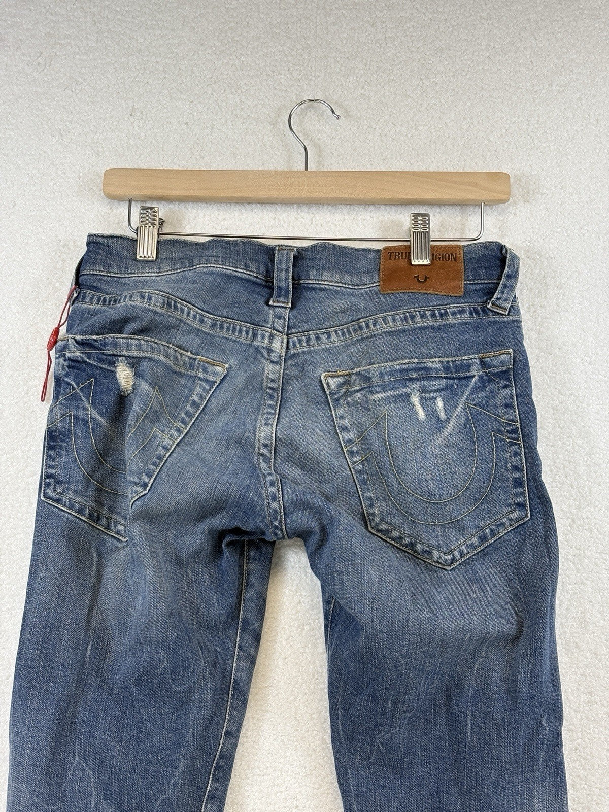 True Religion Distressed Denim Jeans Womens Size 29 Ripped Straight Leg