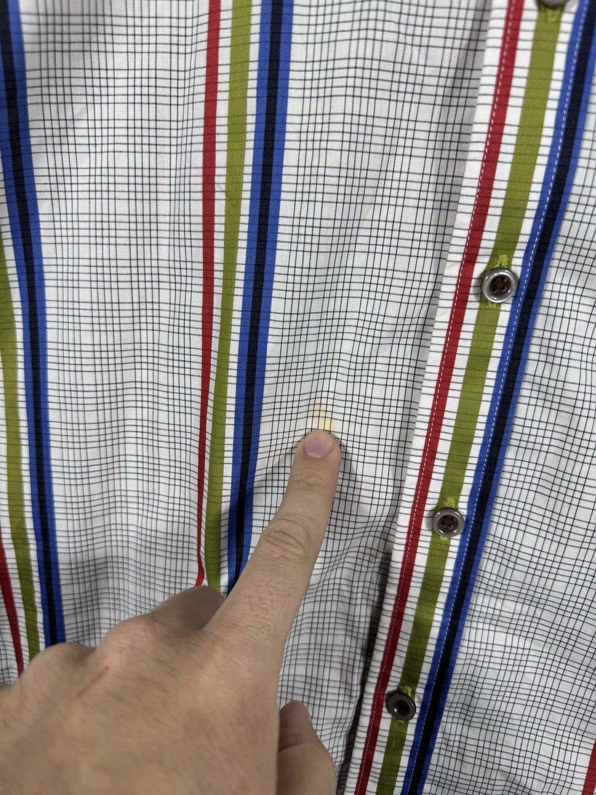 Robert Graham Men Striped Flip Cuff  Green Blue Dress Shirt Size Large 42 16.5