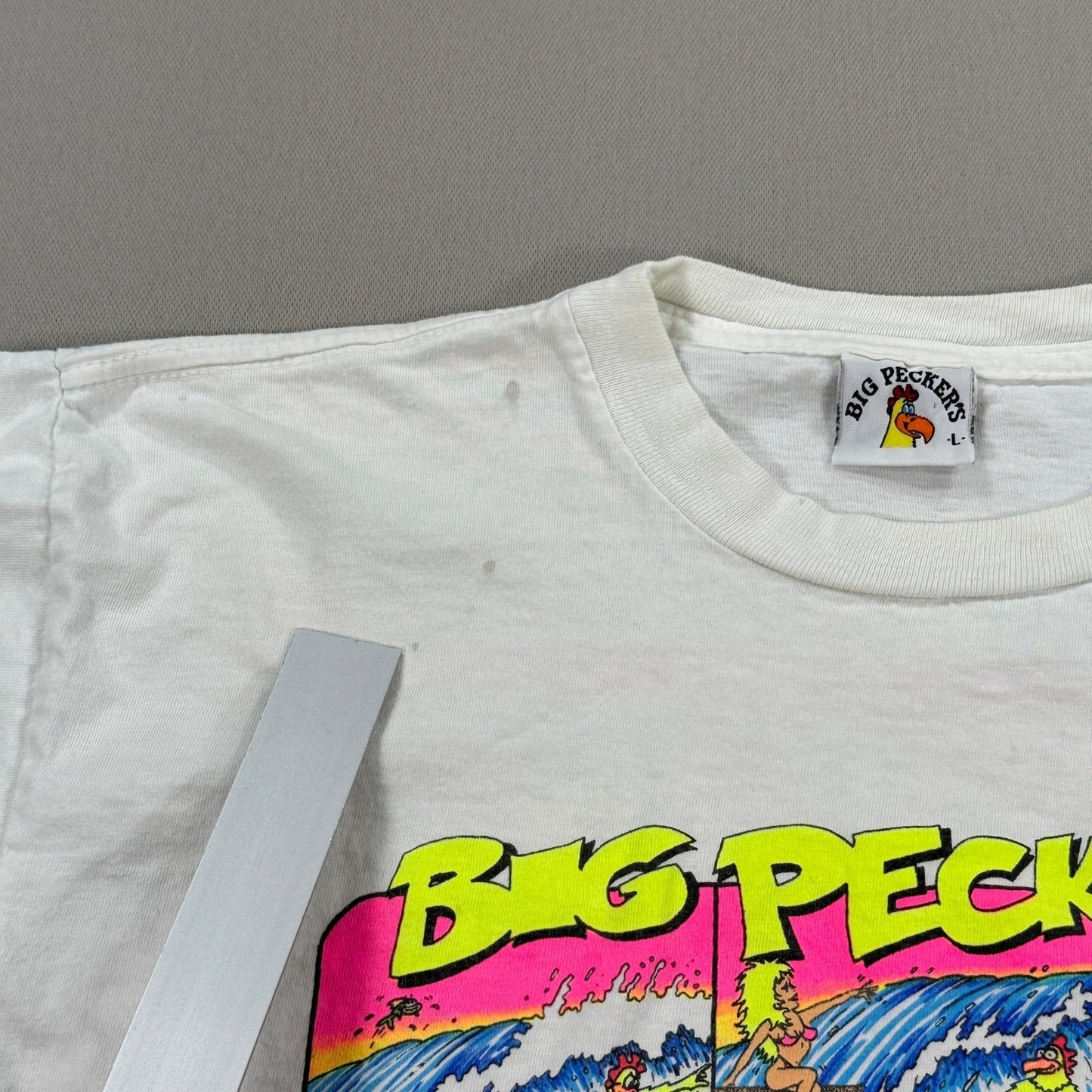 Vintage Big Peckers T-Shirt 90s mens Large Surfing Cartoon Single Stitch