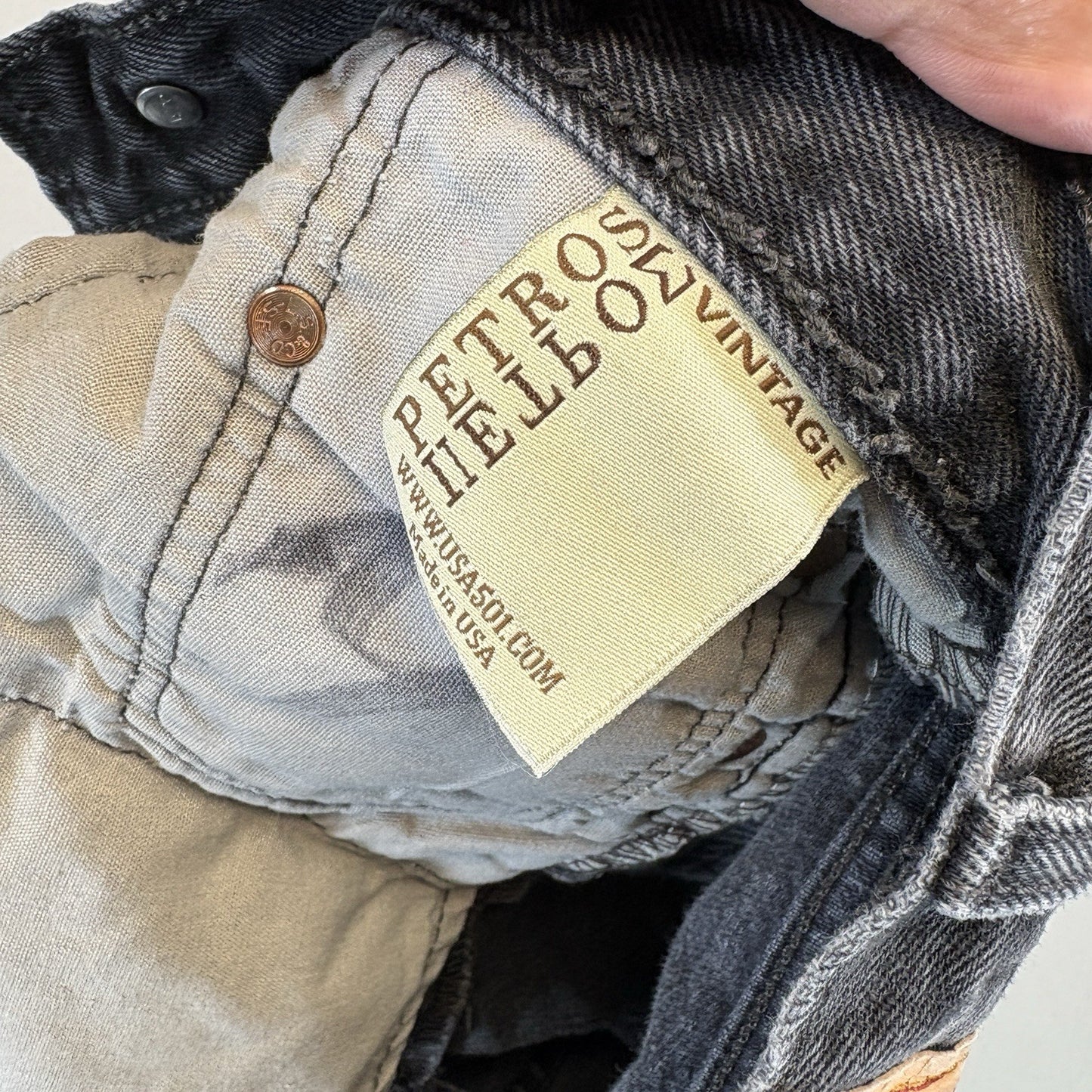 Vintage Petros Levis 501 Denim Shorts Black Distressed Womens 31x32 Made In USA