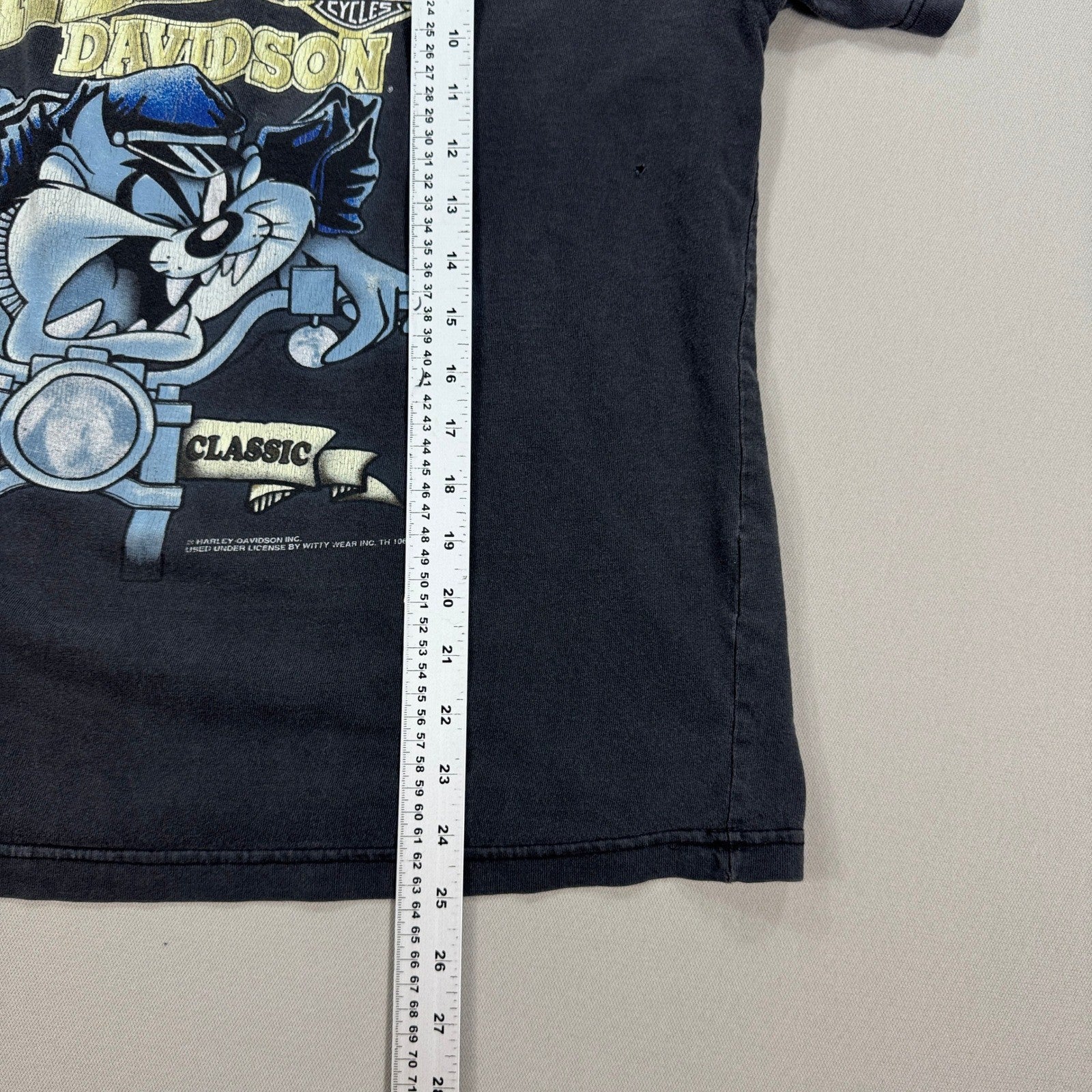 Vintage 90s Harley Davidson Taz T-Shirt Looney Tunes Graphic Print Mens XL Black