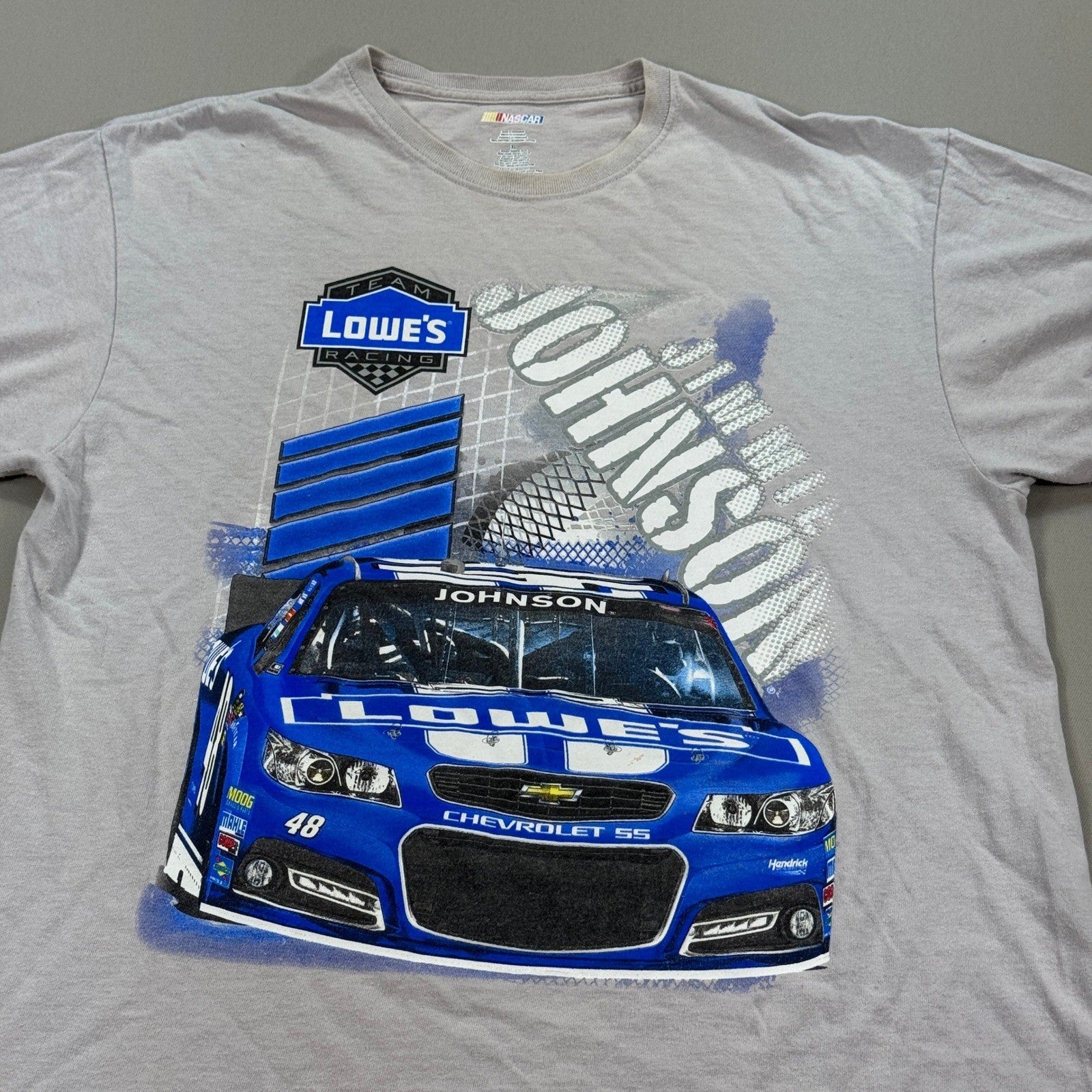 Vintage NASCAR Shirt Jimmie Johnson Lowe's Racing #48 Mens XL Gray Graphic Print