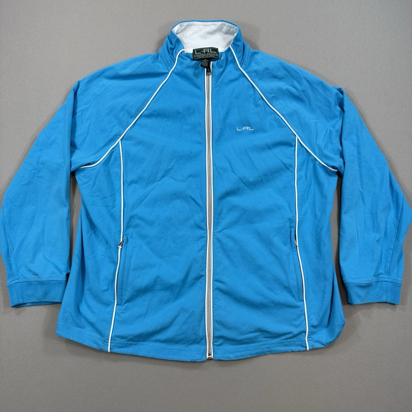 Lauren Ralph Lauren Track Jacket Womens 2X Turquoise Full Zip Activewear Sports